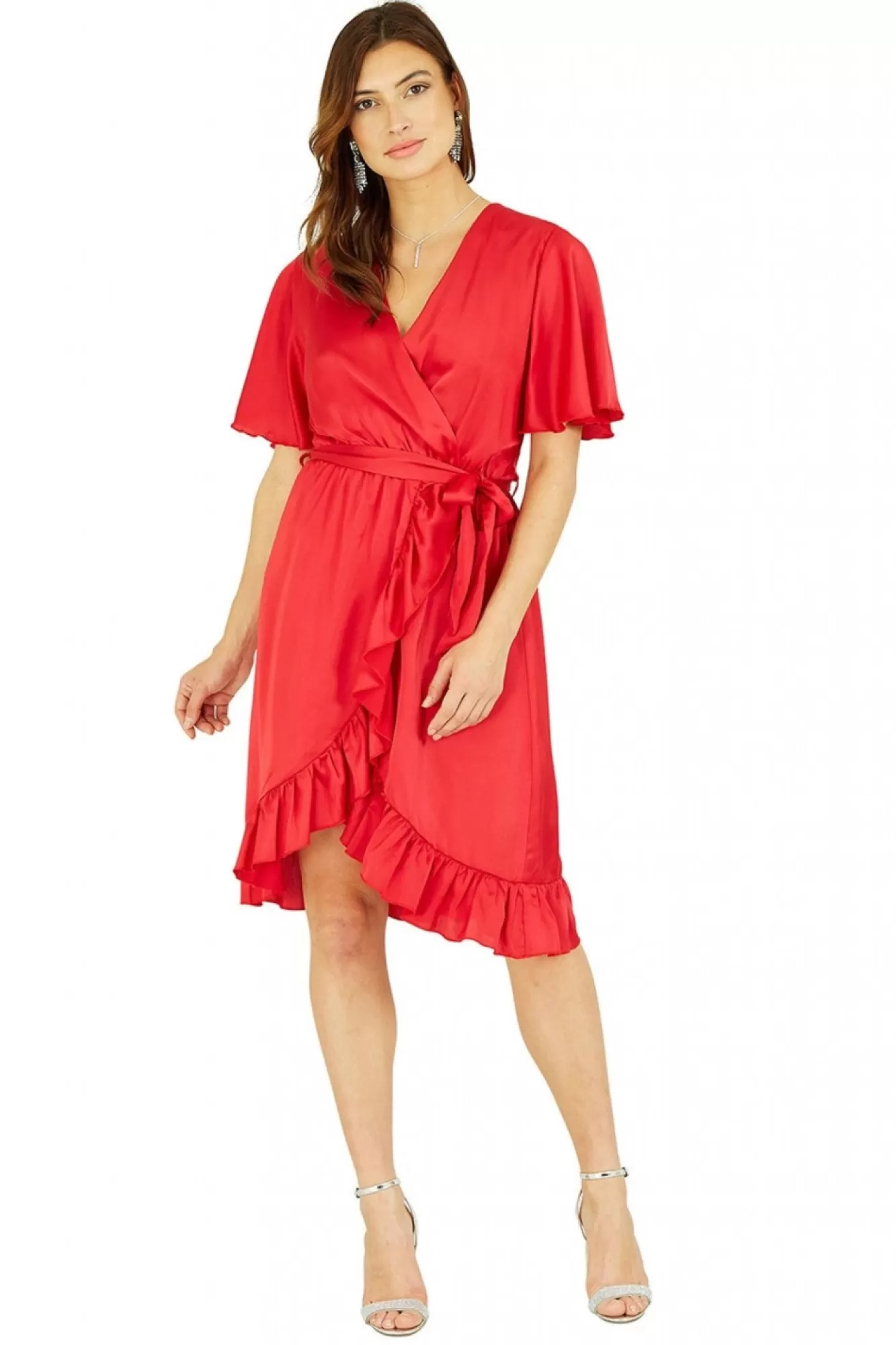 Mini Dresses^Mela London Satin Wrap Dress Red