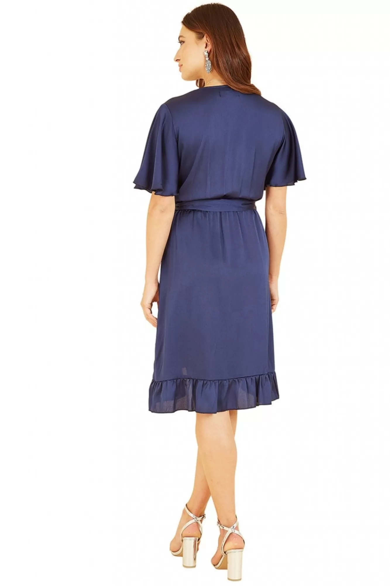 Mini Dresses^Mela London Satin Wrap Dress Navy