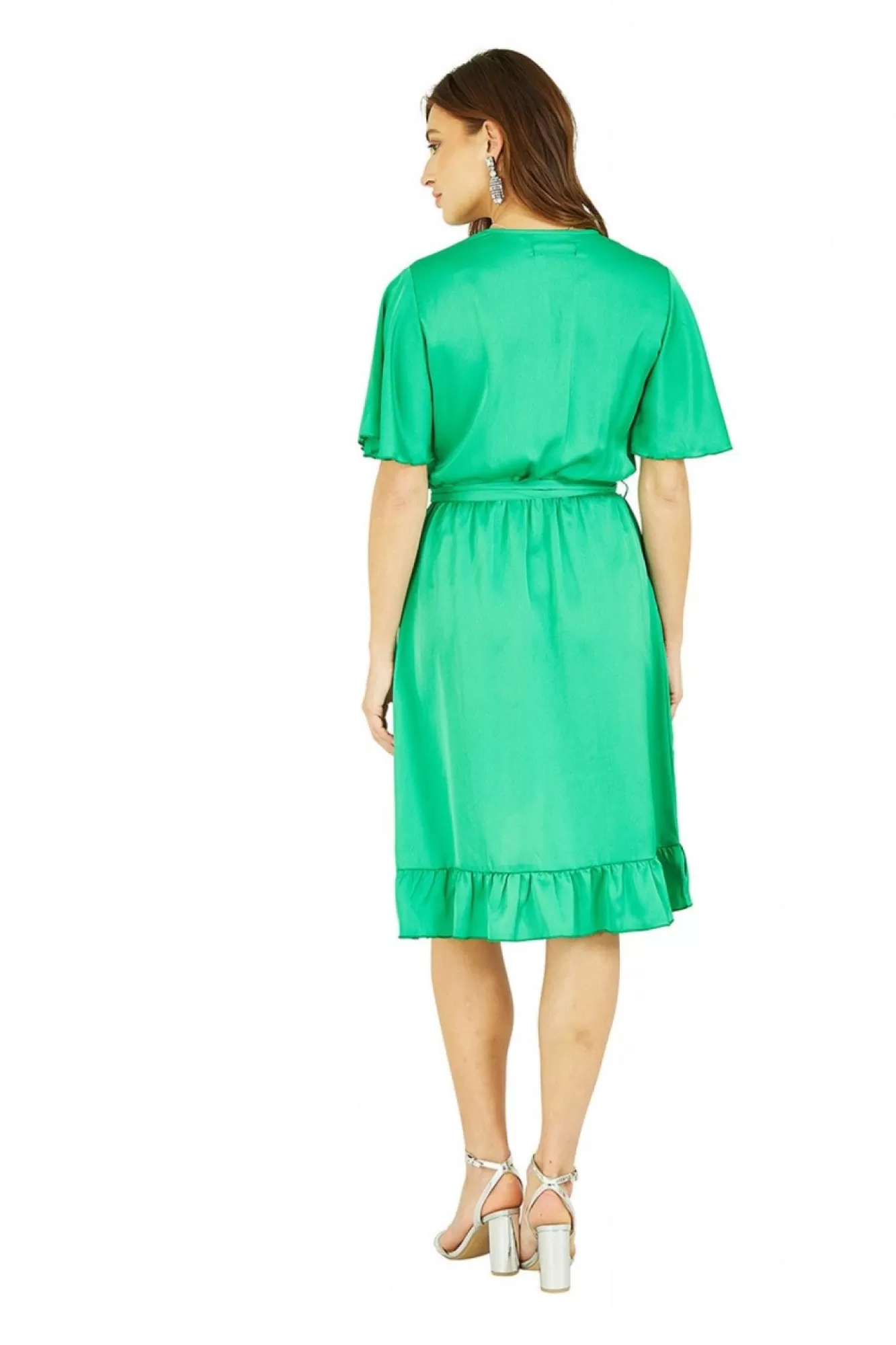 Mini Dresses^Mela London Satin Wrap Dress Green