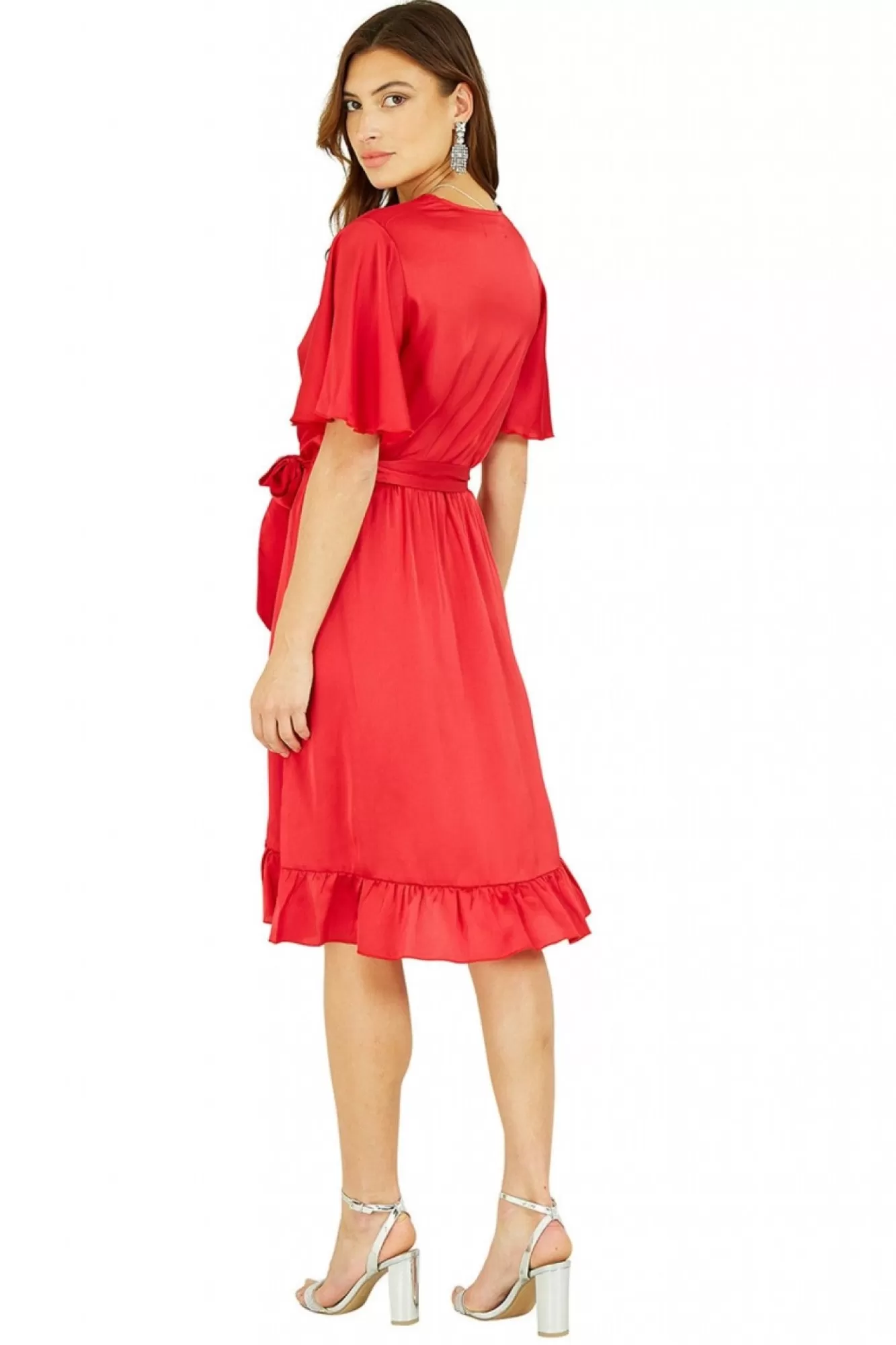 Mini Dresses^Mela London Satin Wrap Dress Red