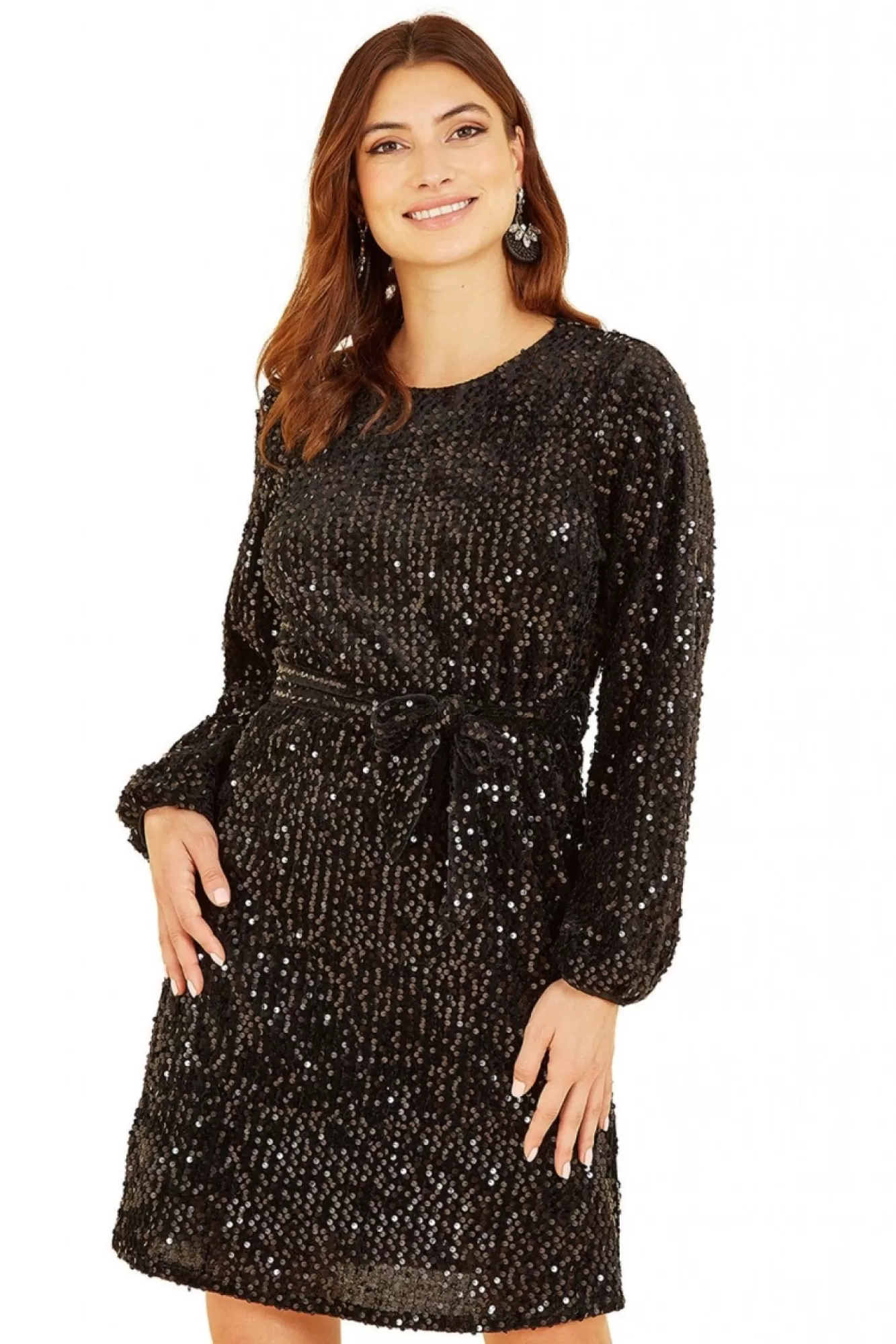 Mini Dresses^Mela London Sequin Smock Dress Black