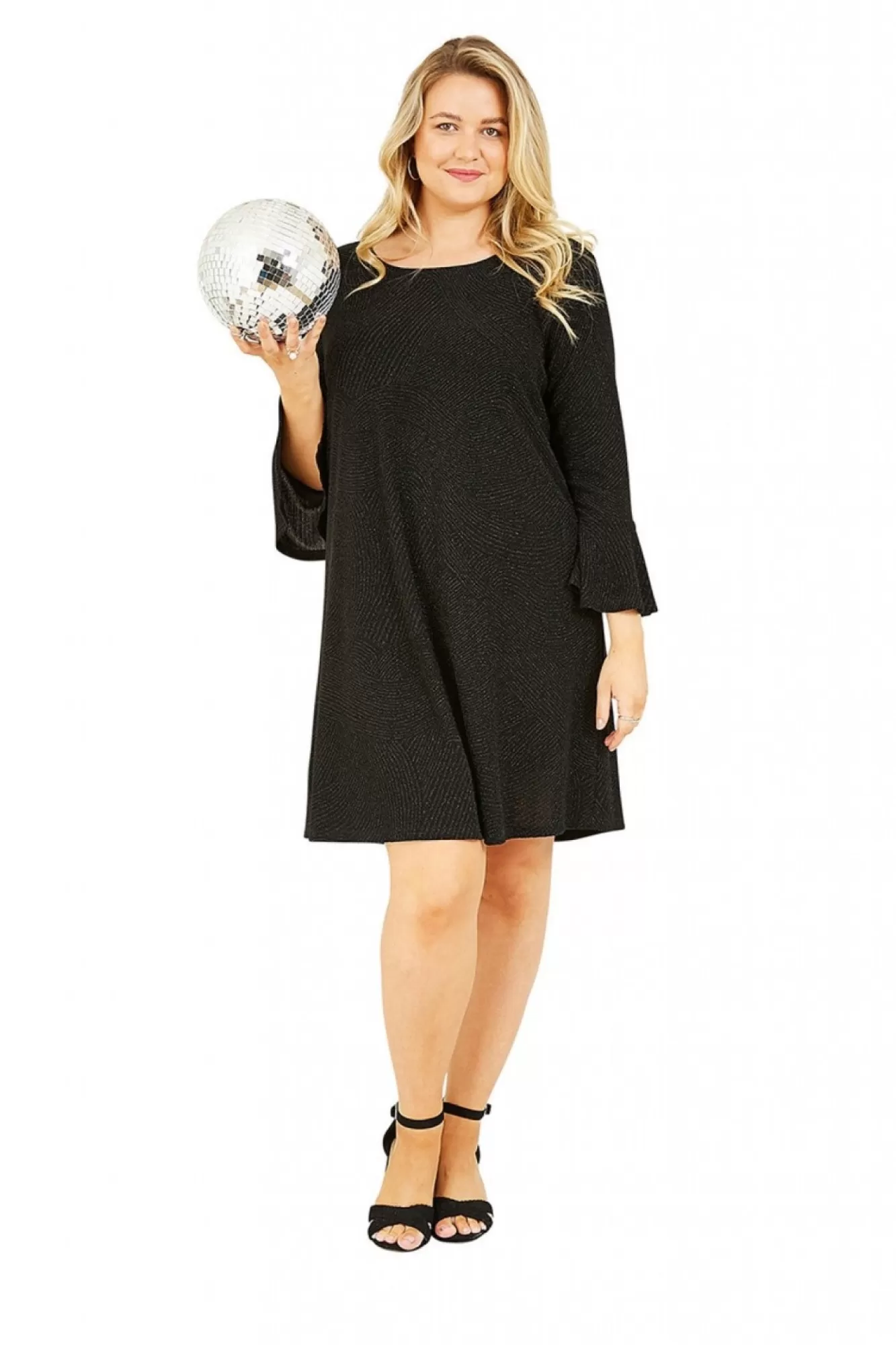 Mini Dresses^Mela London Sparkle Tunic With Fluted Sleeves Black