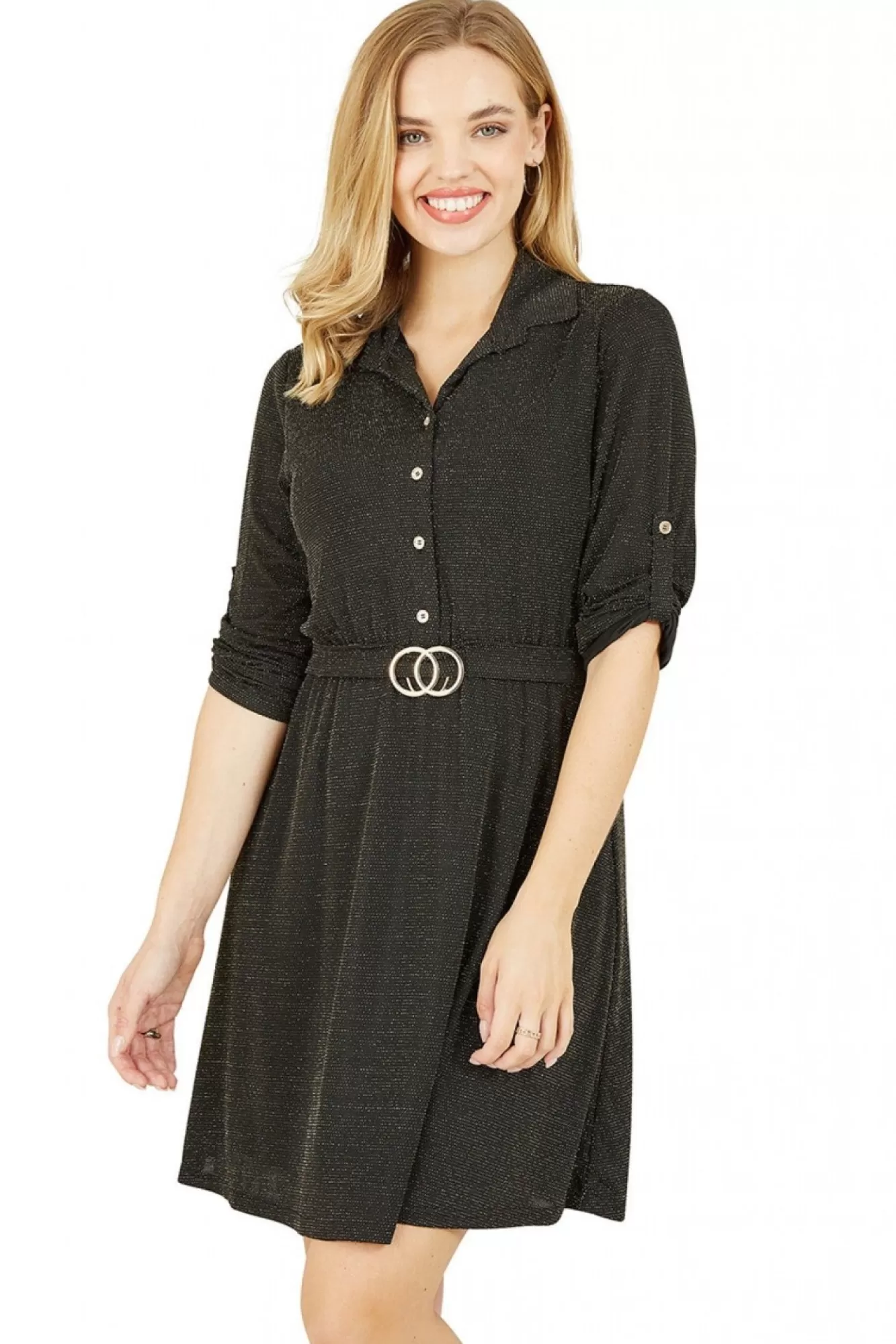 Mini Dresses^Mela London Sparkly Shirt Dress Black