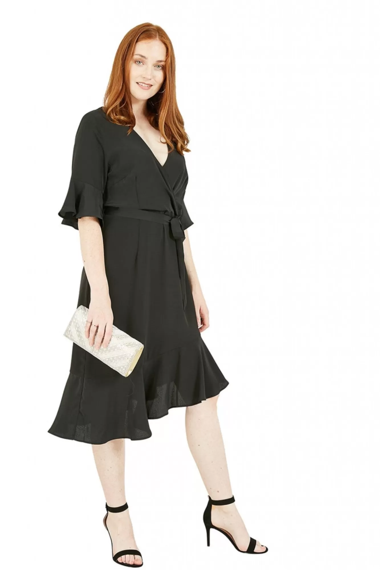Mini Dresses^Mela London Wrap Dropped Sleeve Dress Black