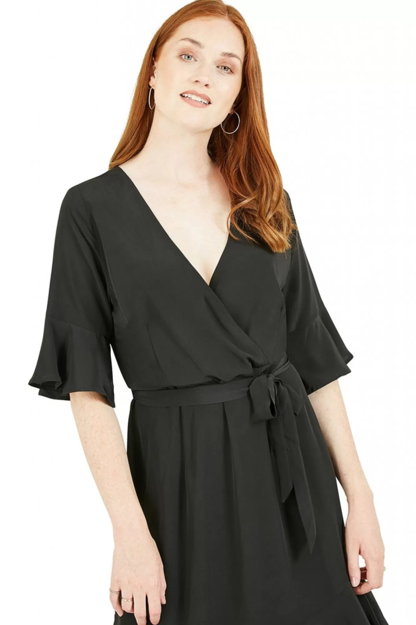 Mini Dresses^Mela London Wrap Dropped Sleeve Dress Black