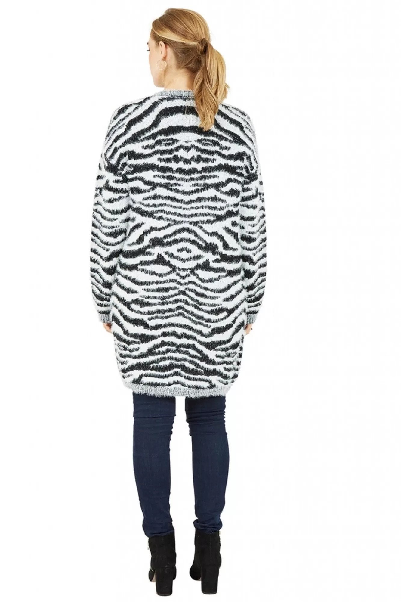 Cardigans^Mela London Zebra Knitted Edge To Edge Cardigan Black