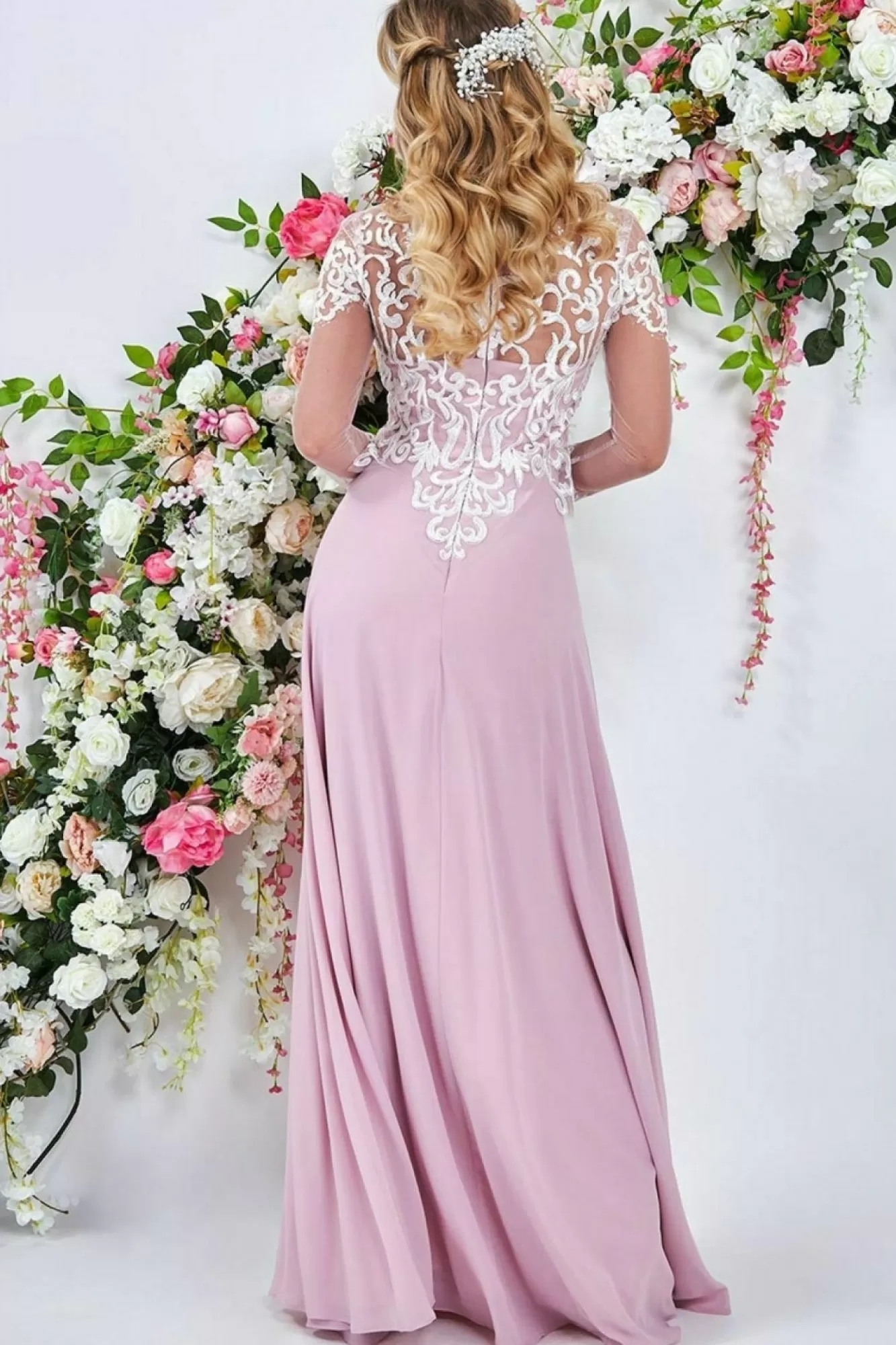 Maxi Dresses^* Mesh & Lace Embroidered Bodice Maxi Blush