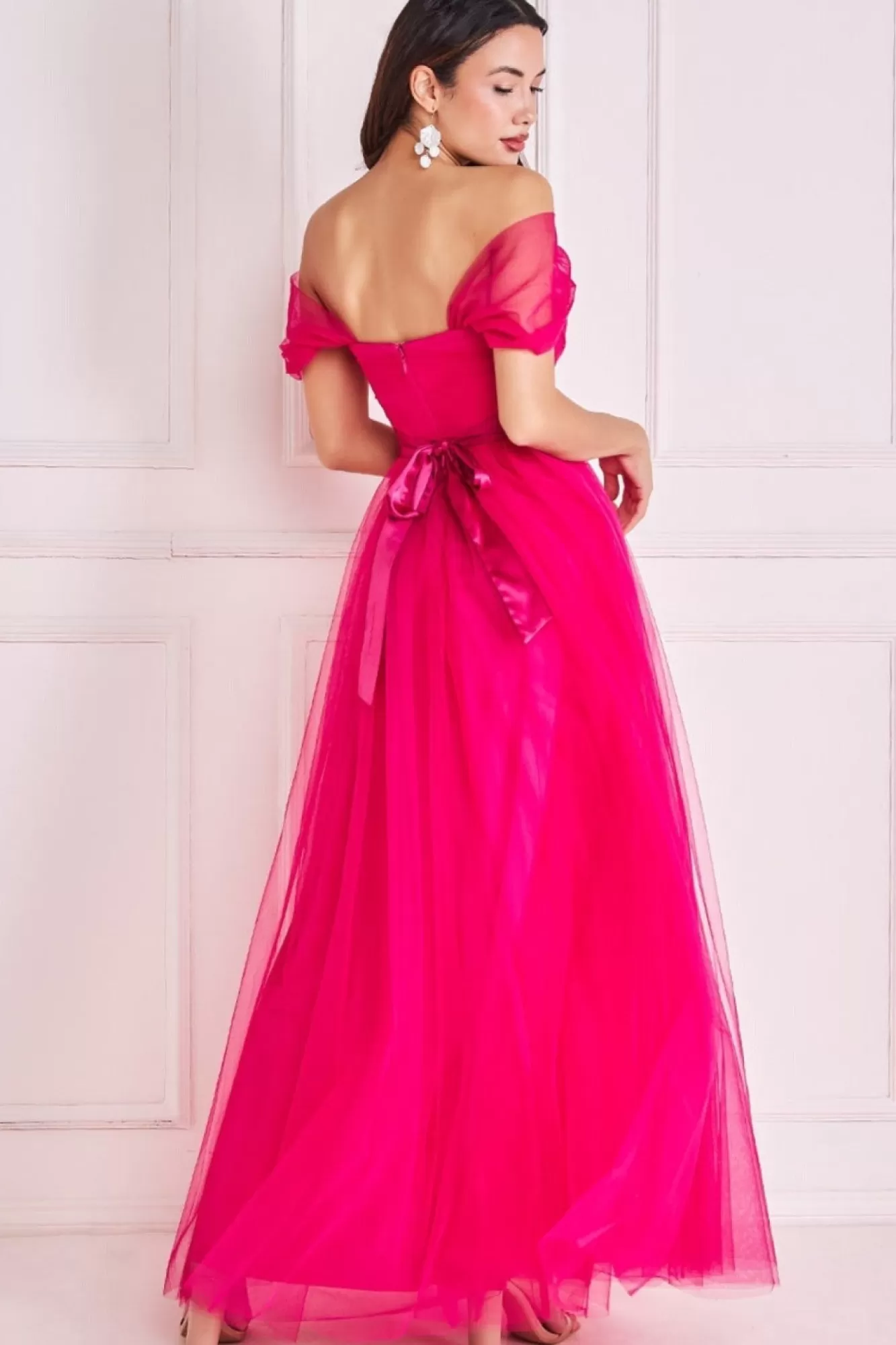 Maxi Dresses^* Off The Shoulder Princess Maxi Dress Hotpink