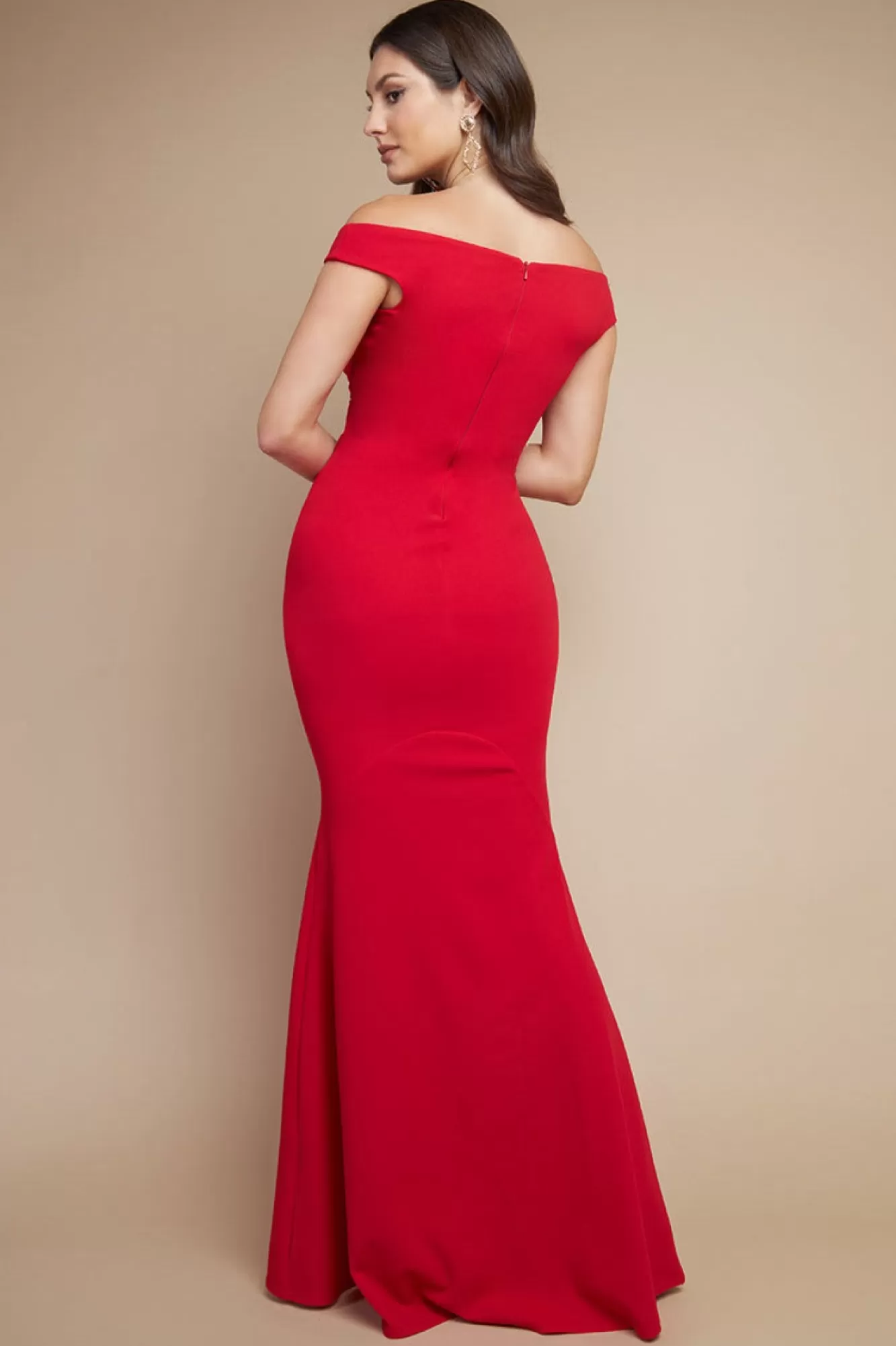 Maxi Dresses^* Off The Shoulder Scuba Maxi Dress Red