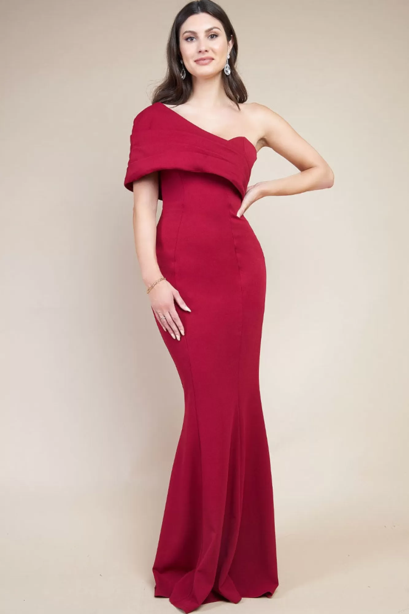 Maxi Dresses^* One Shoulder Fan Maxi Dress Wine