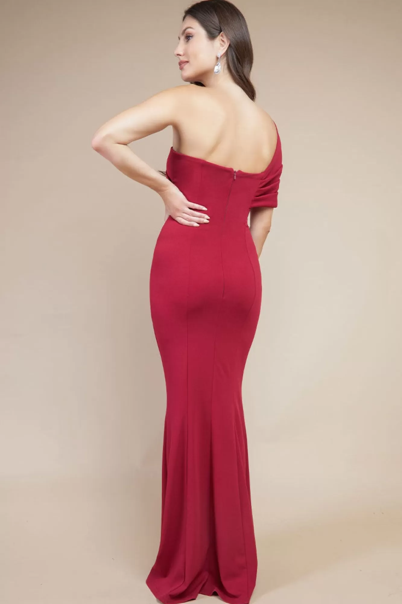 Maxi Dresses^* One Shoulder Fan Maxi Dress Wine