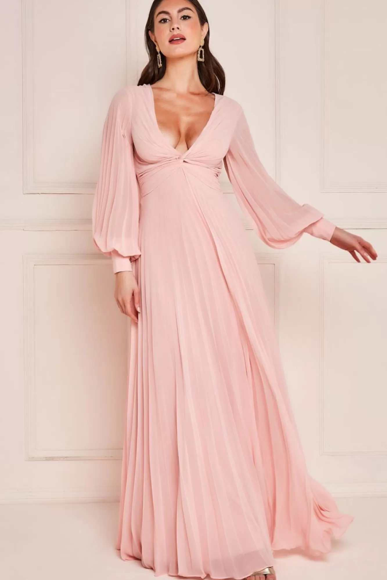 Maxi Dresses^* Pleated Skirt Chiffon Maxi Blush