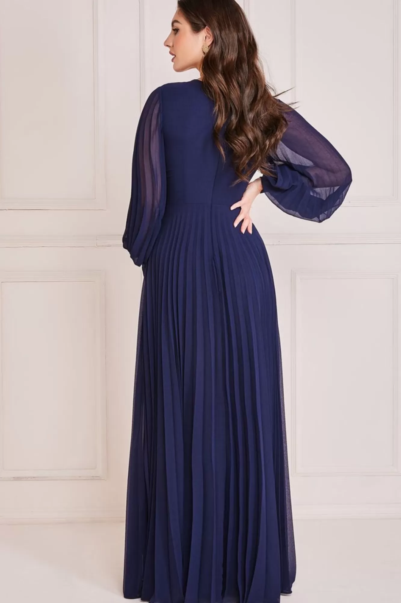 Maxi Dresses^* Pleated Skirt Chiffon Maxi Navy