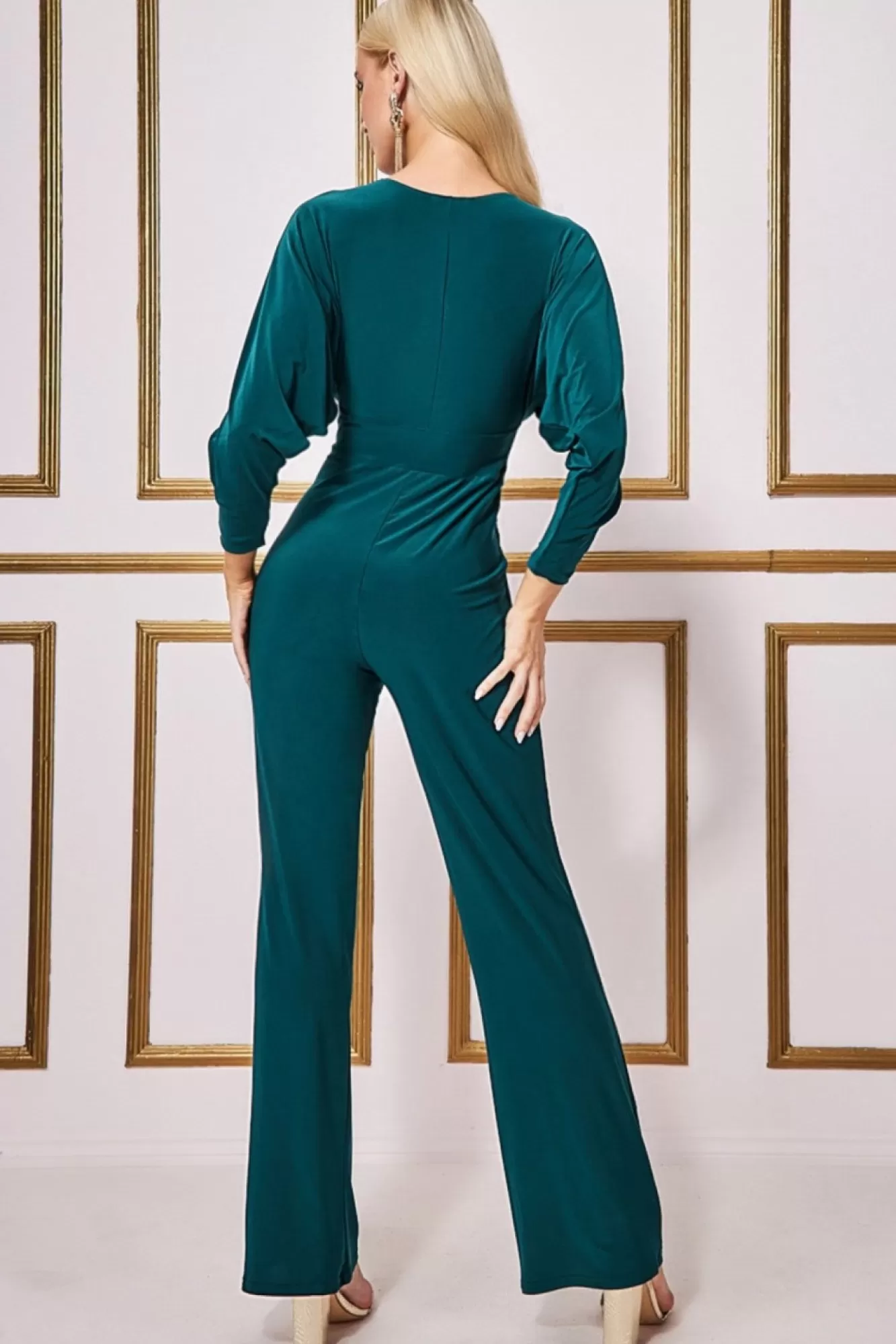Jumpsuits^* Plunging V-Neck Jumpsuit - Emerald Emerald Green