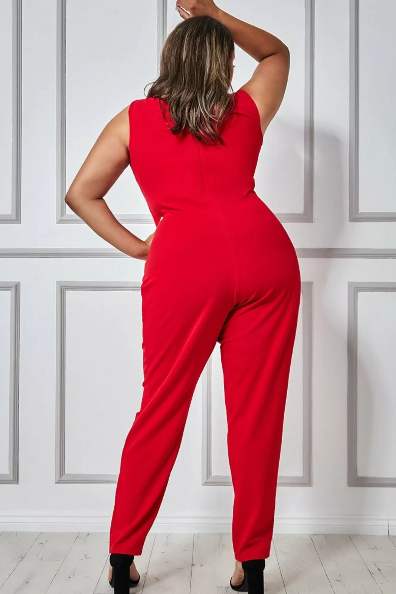 Jumpsuits^* Plus Bardot Scuba Jumpsuit Red