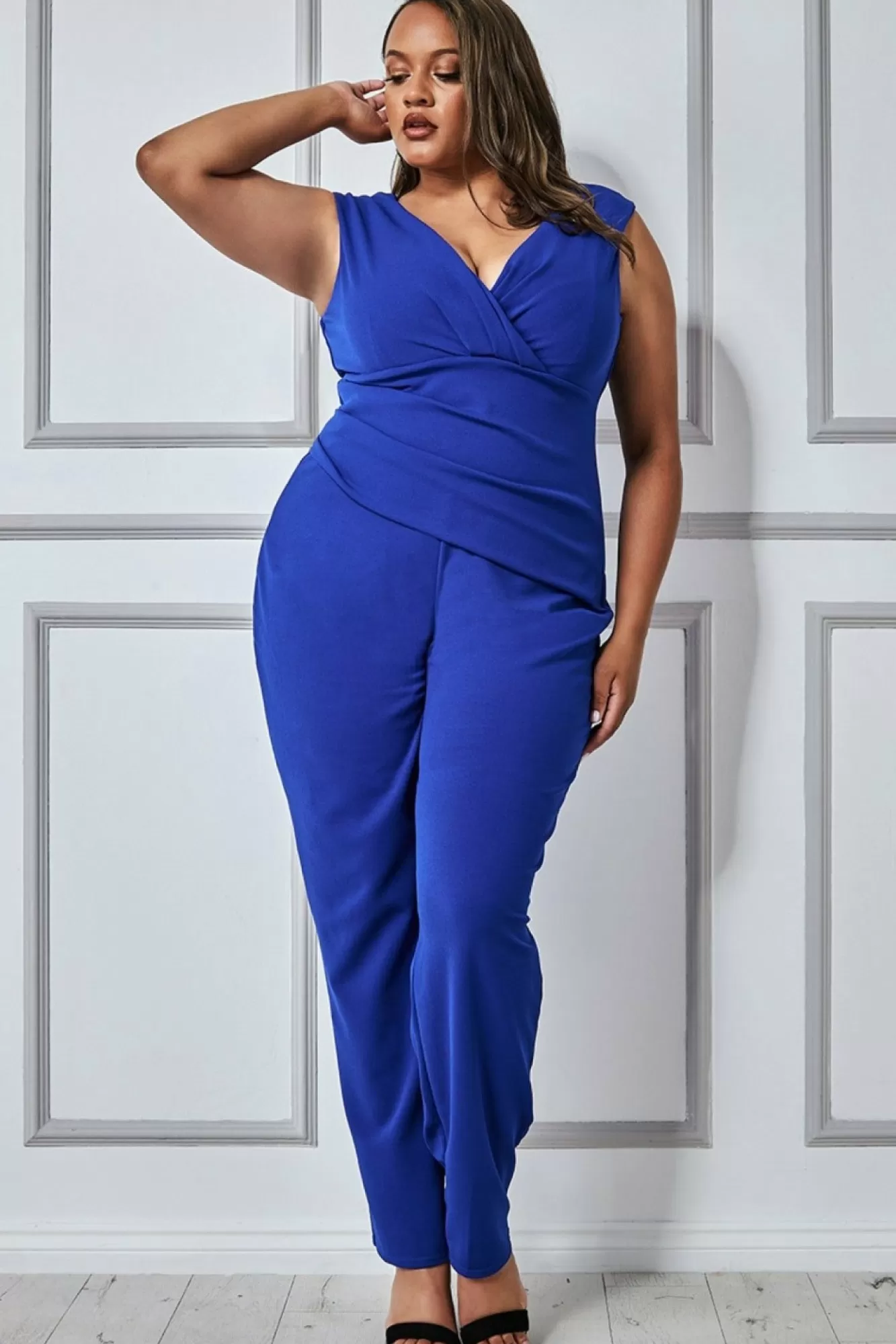 Jumpsuits^* Plus Bardot Scuba Jumpsuit - Royal Blue Royalblue