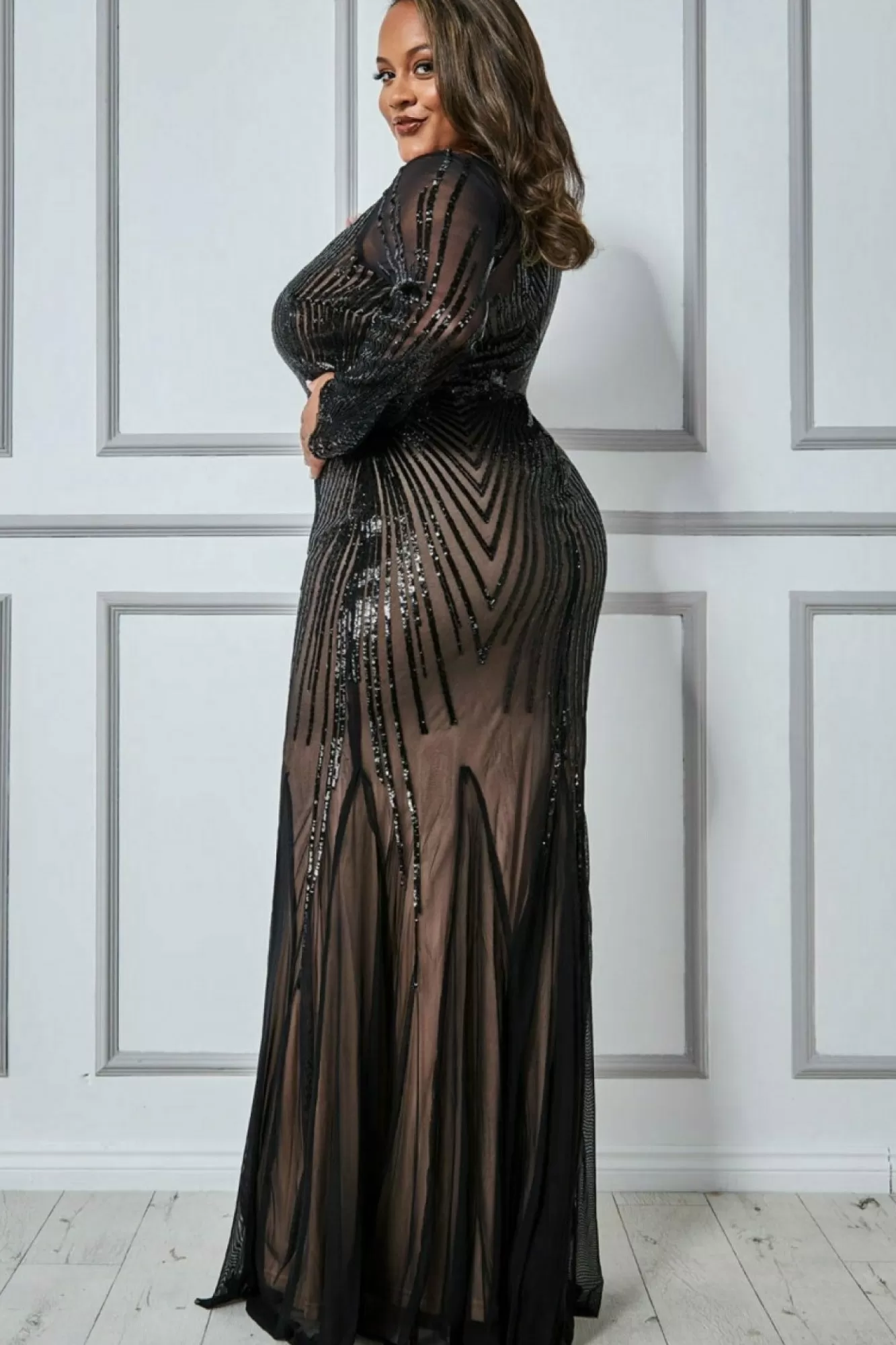 Maxi Dresses^* Plus Shooting Star Sequin Maxi Dress Black
