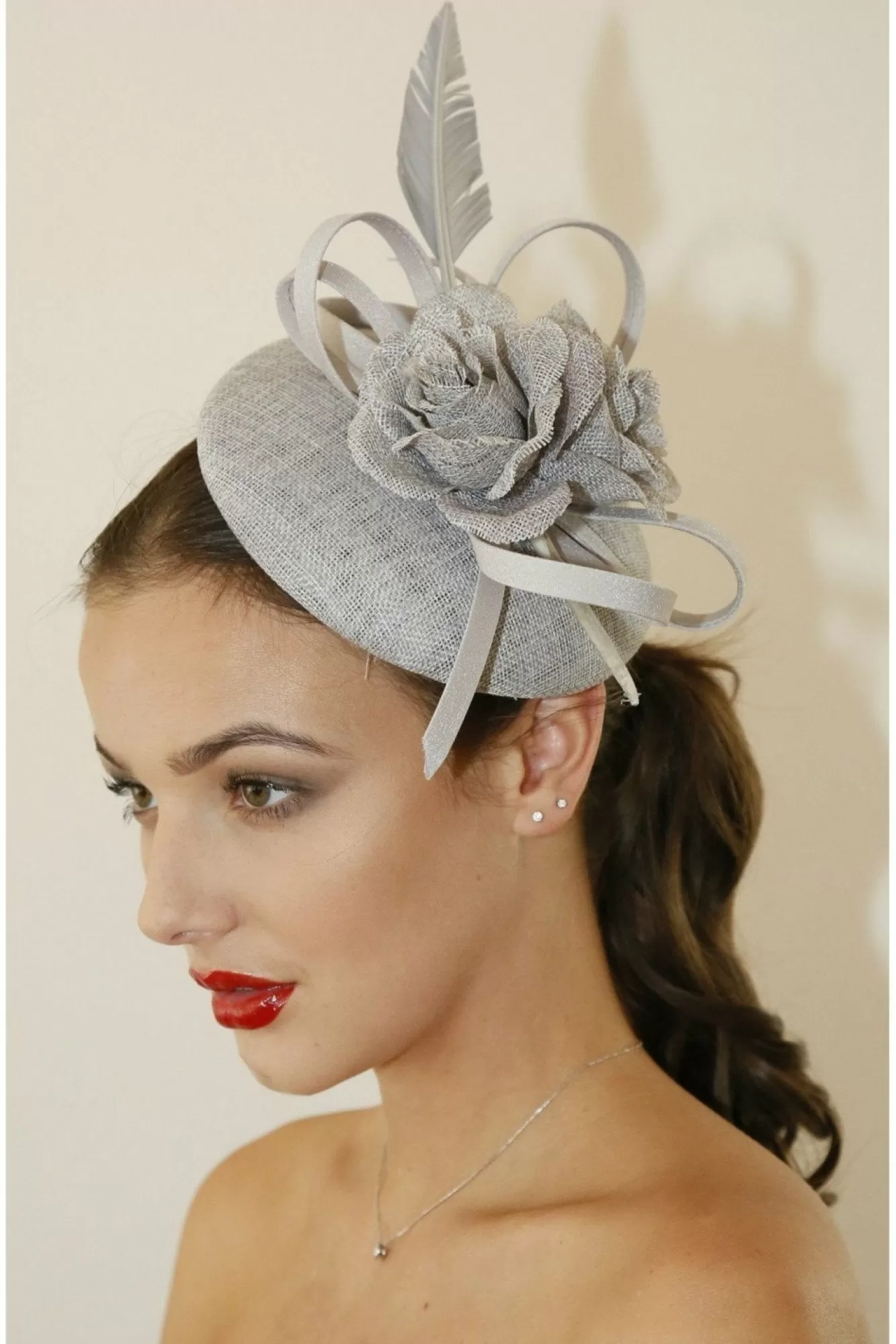 Hats & Fascinators^RubyRocks Corona Facinator Grey