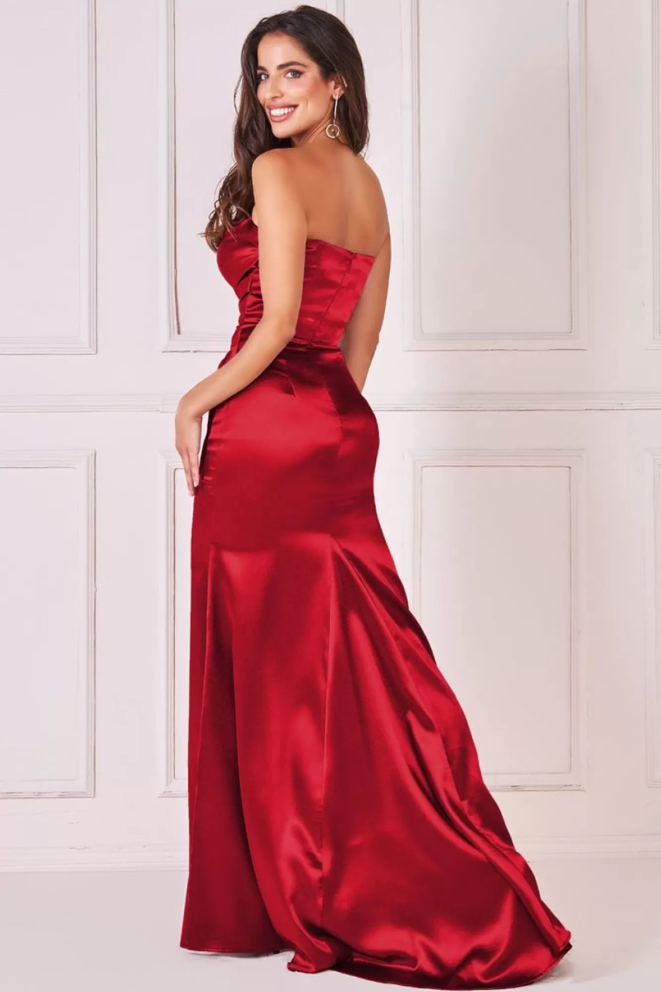 Maxi Dresses^* Satin Bandeau Maxi Dress Red