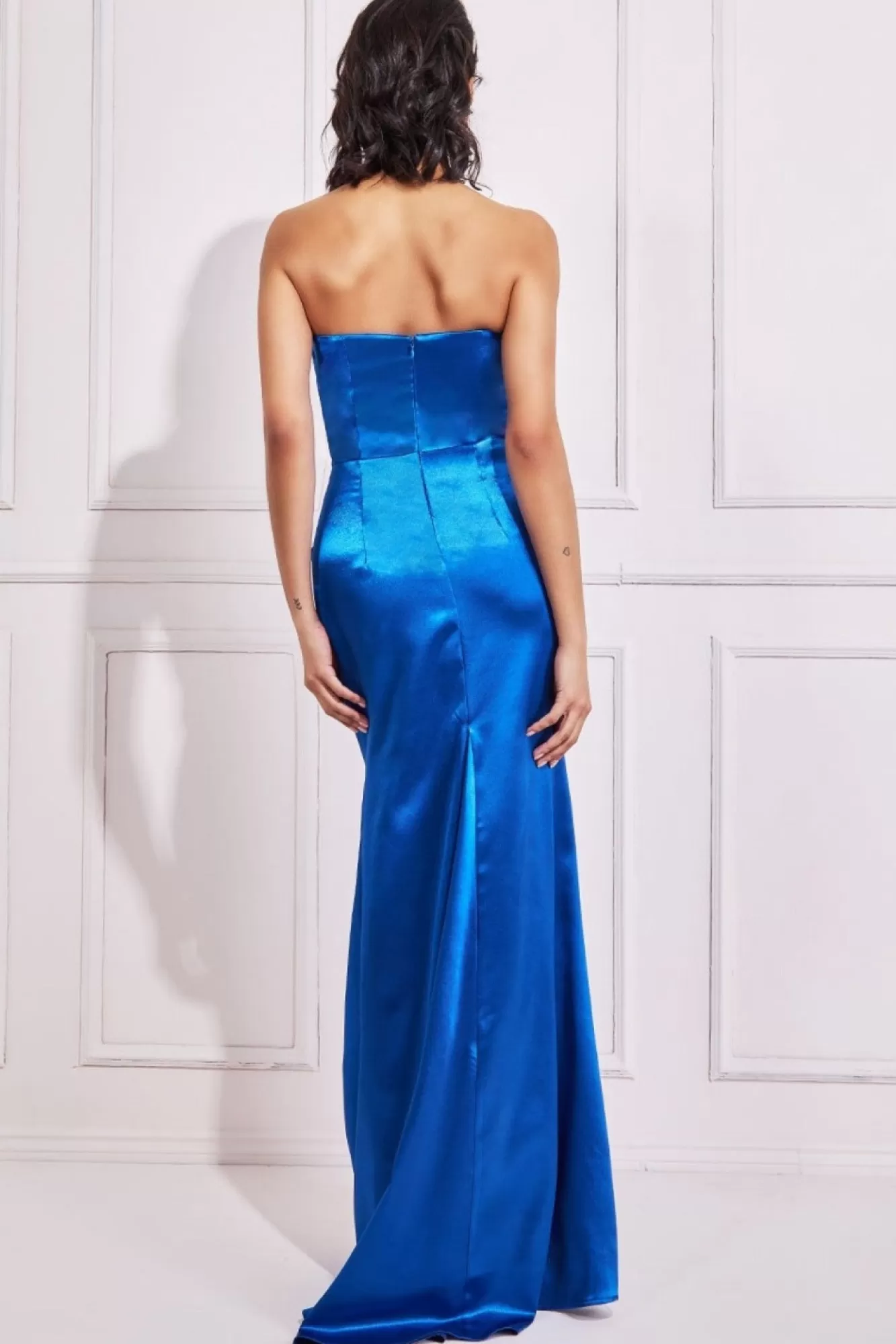 Maxi Dresses^* Satin Bandeau Maxi Dress - Royal Blue Royalblue