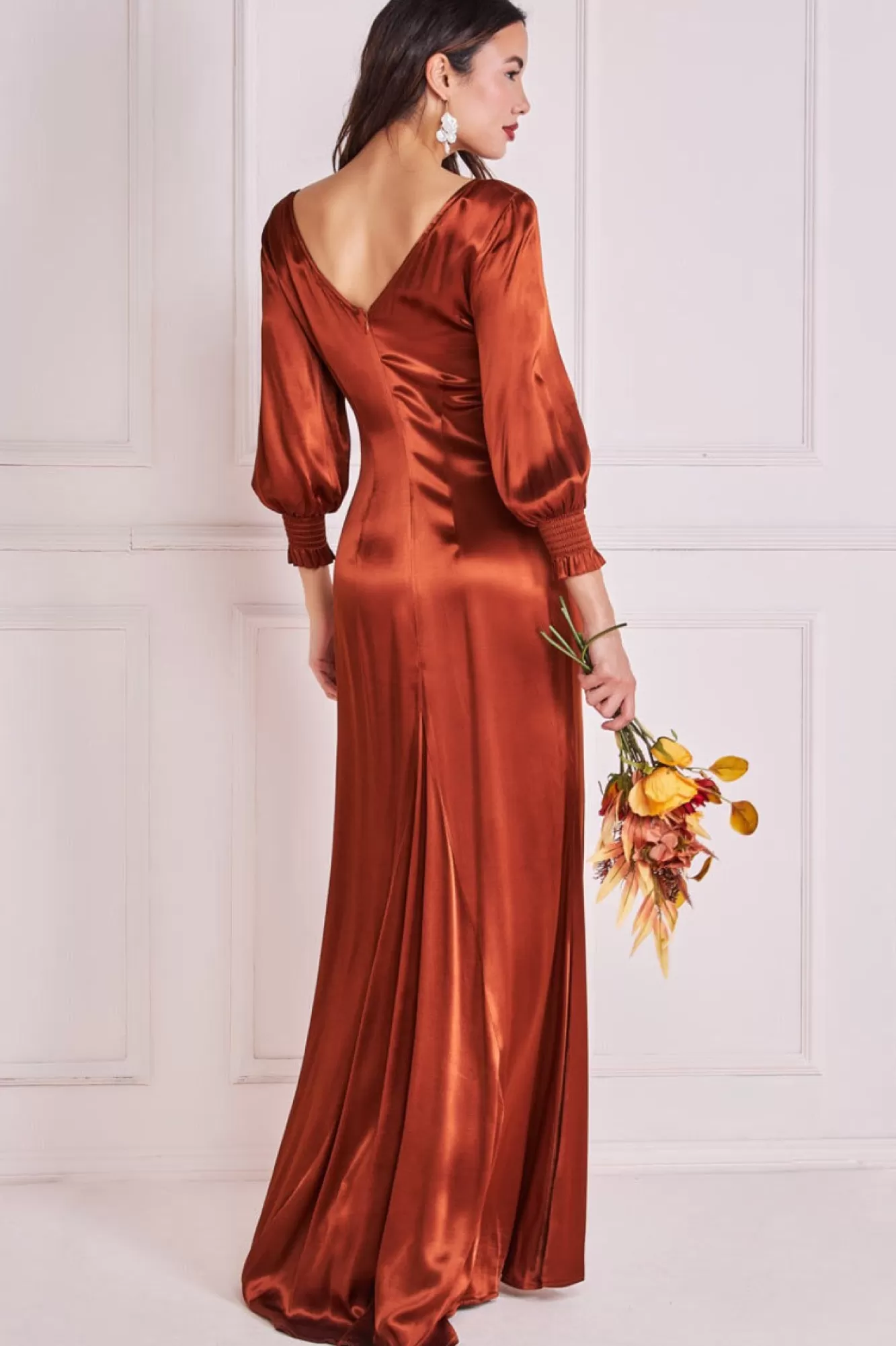 Maxi Dresses^* Satin Viscose Front Split Maxi Brown