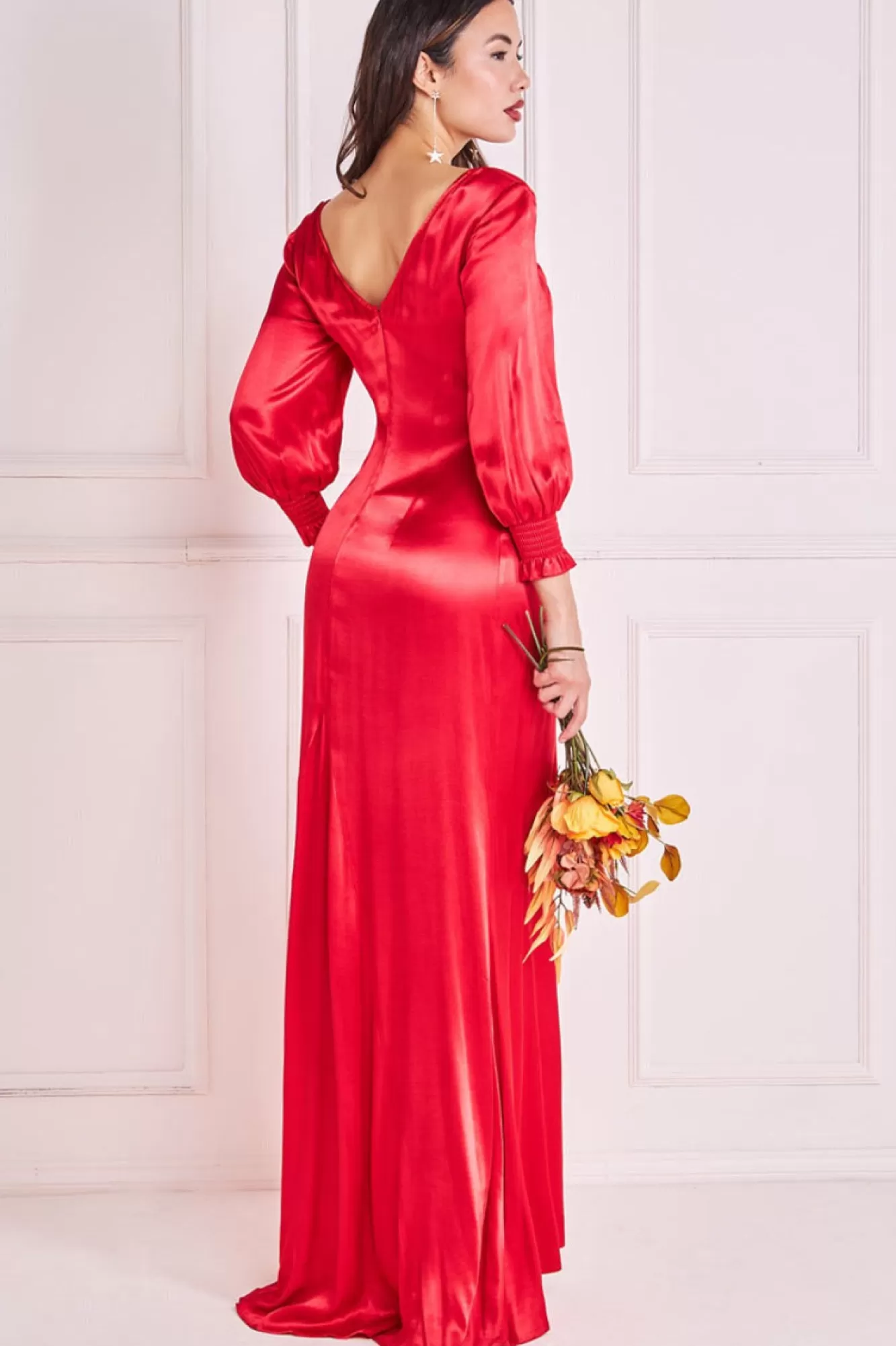 Maxi Dresses^* Satin Viscose Front Split Maxi Red