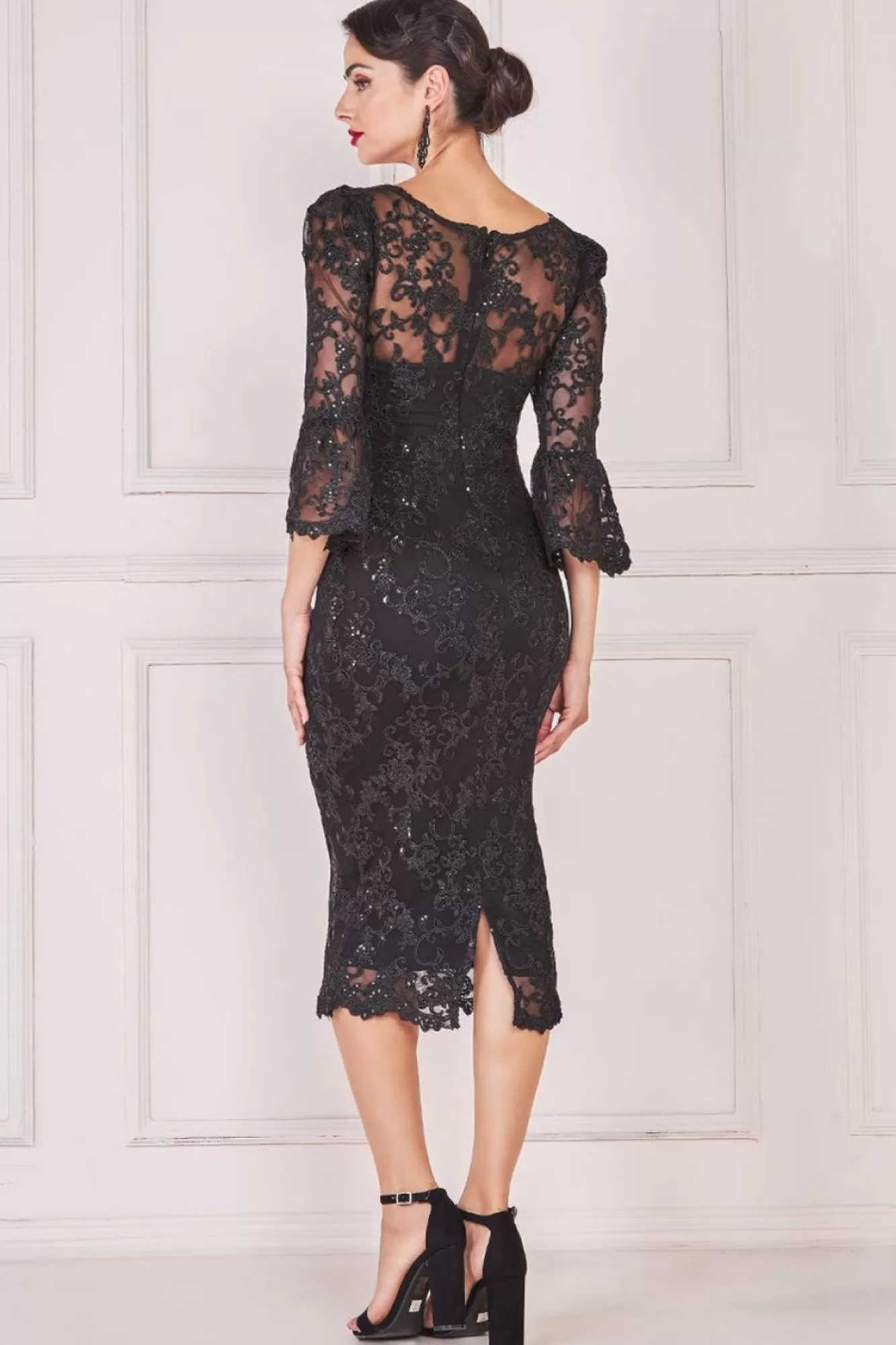 Midi Dresses^* Scallop Lace Midi Black