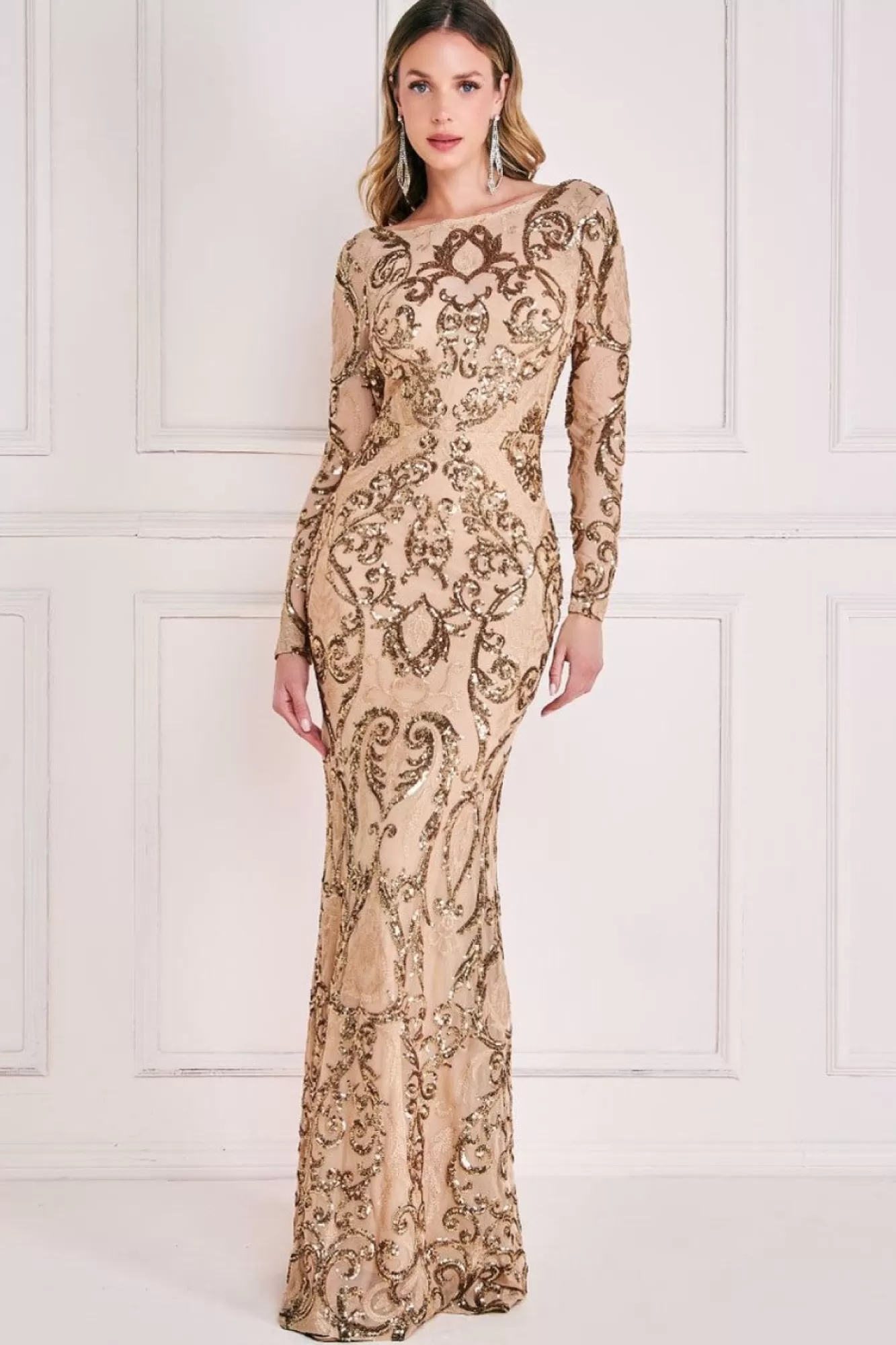 Maxi Dresses^* Sequin Cowl Back Maxi Champagne