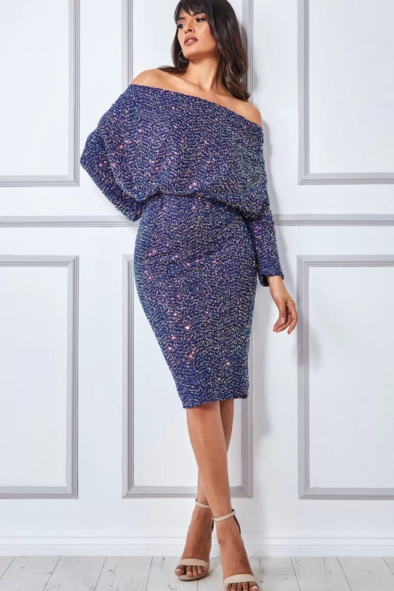 Midi Dresses^* Sequin Cowl Neck Midi Dress - Royal Blue Royalblue