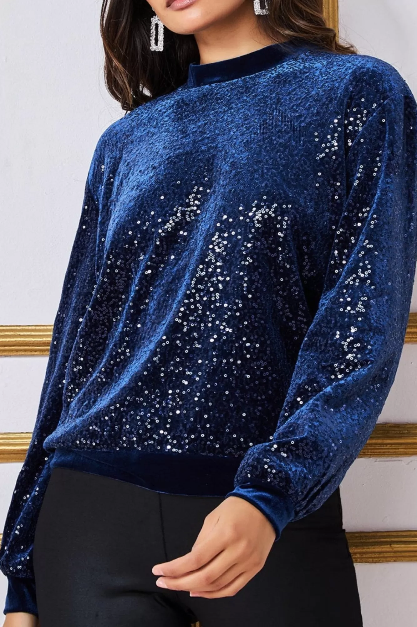 Jumpers^* Sequin Velvet Jumper Navy