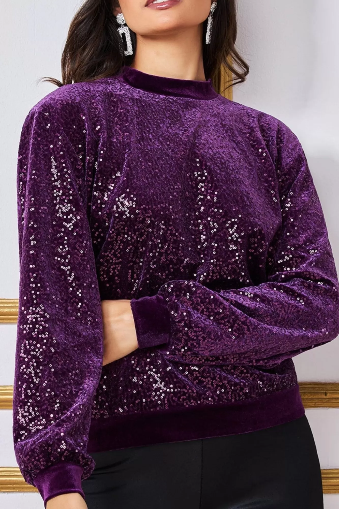 Jumpers^* Sequin Velvet Jumper Purple