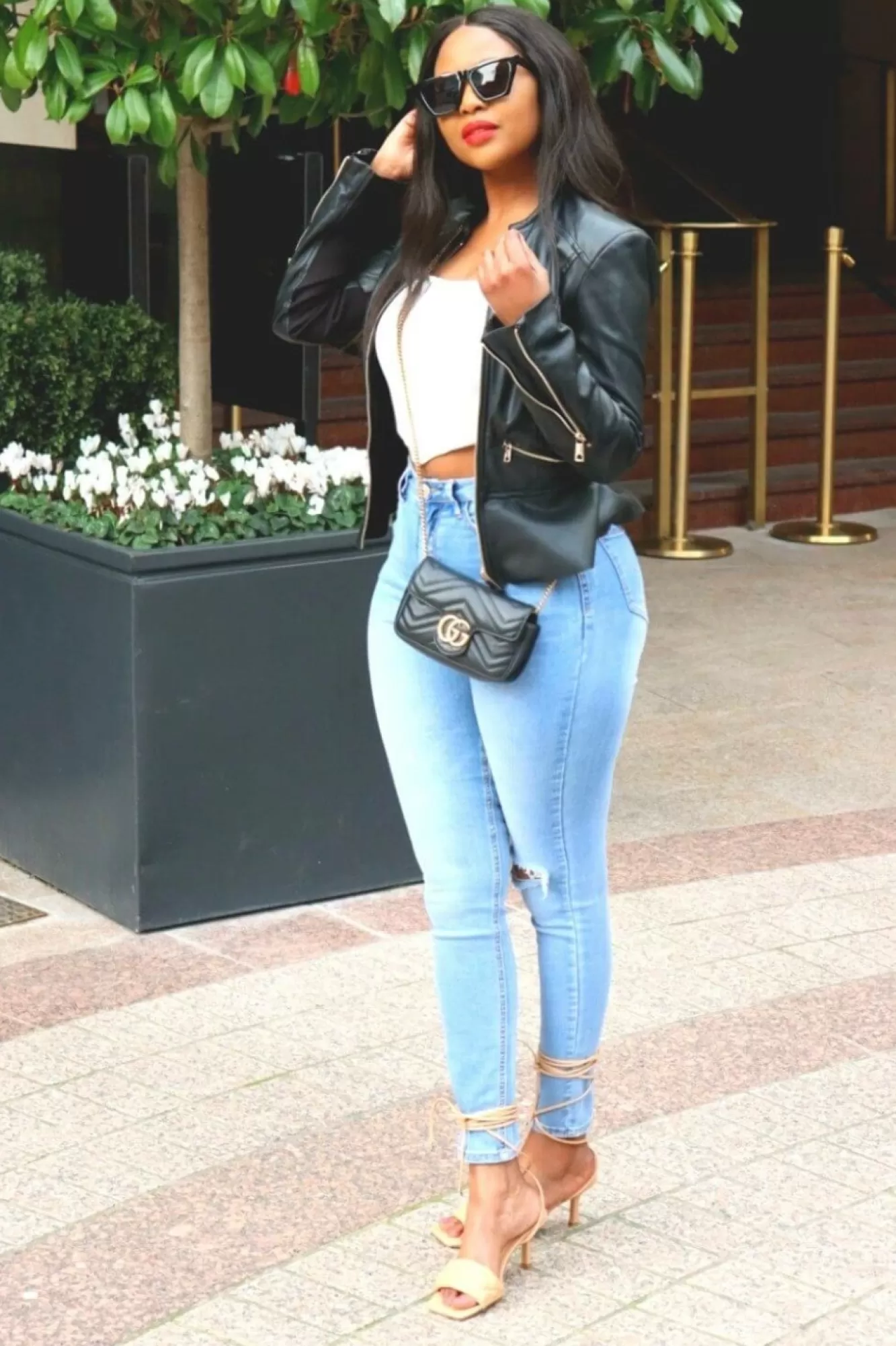 Trousers^SETSOFRAN London High Waist Shape Skinny Jeans Distressed Light Blue