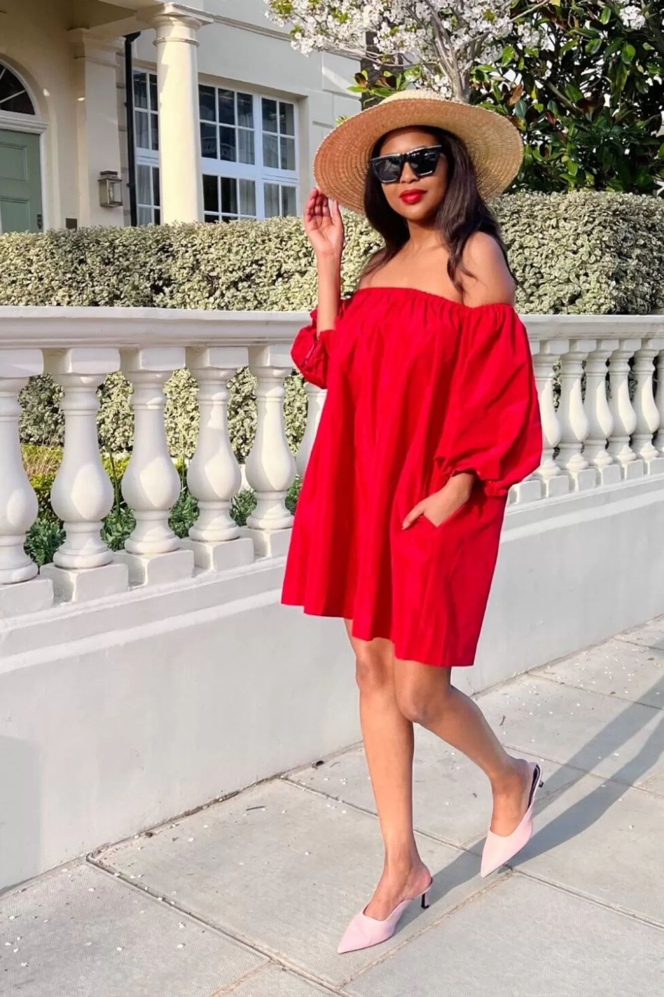 Mini Dresses^SETSOFRAN London Off Shoulder Dress Red