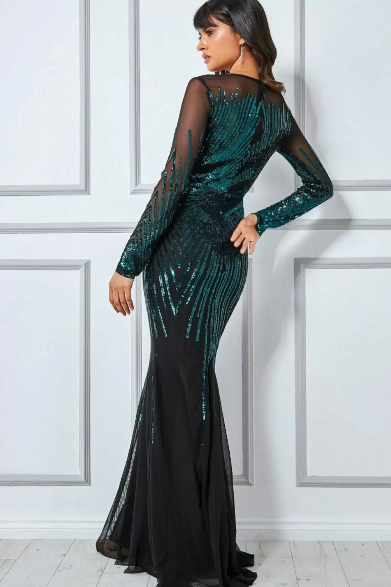 Maxi Dresses^* Shooting Star Sequin Maxi Dress Emerald