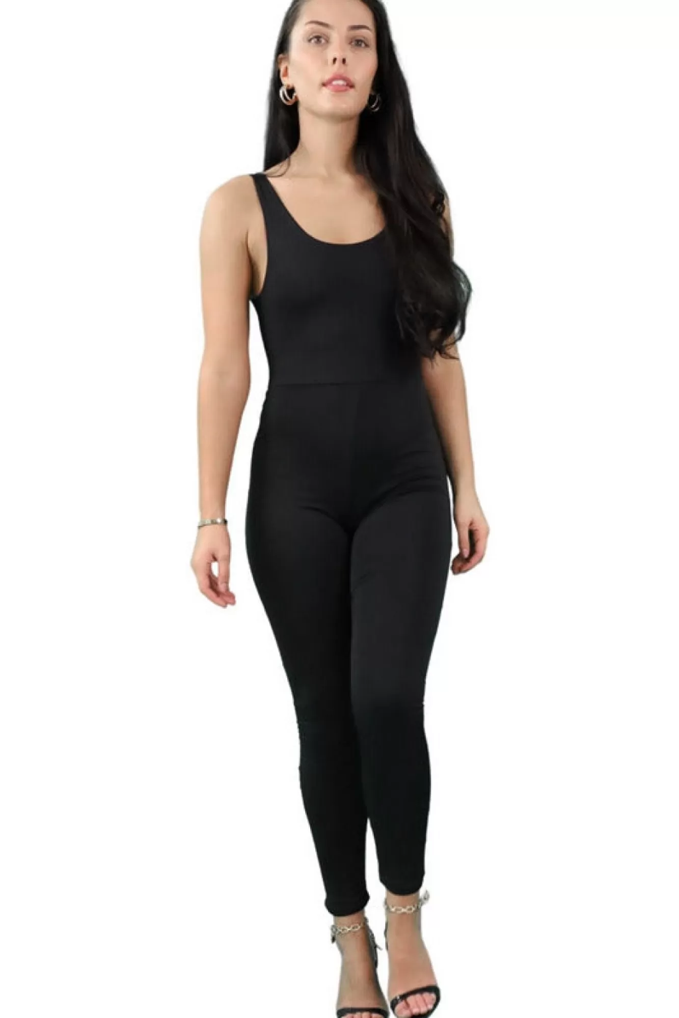 Jumpsuits^Signage Double Layered Sleeveless Jumpsuit Black