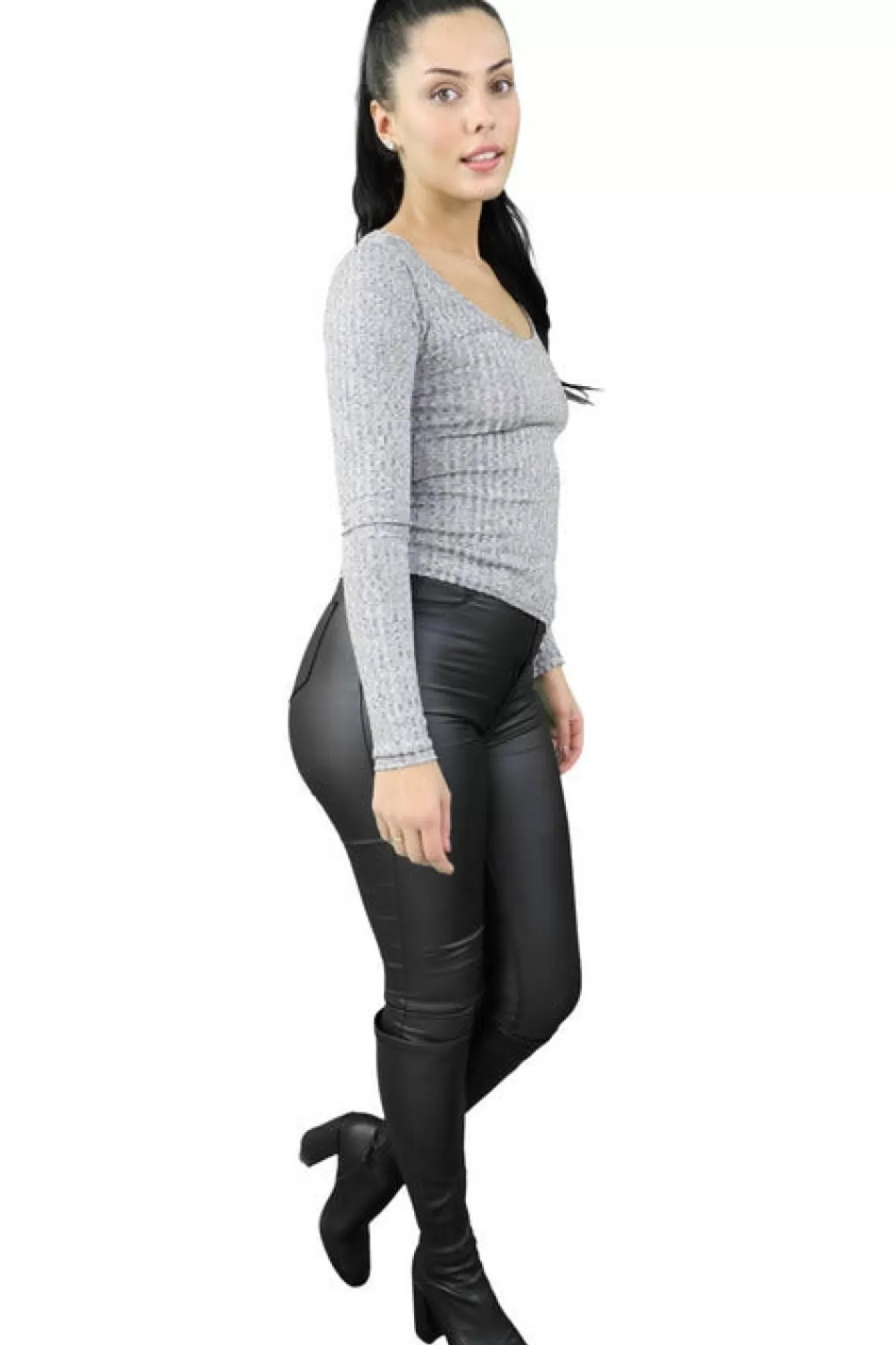 T-Shirts^Signage Long Sleeve Top Grey