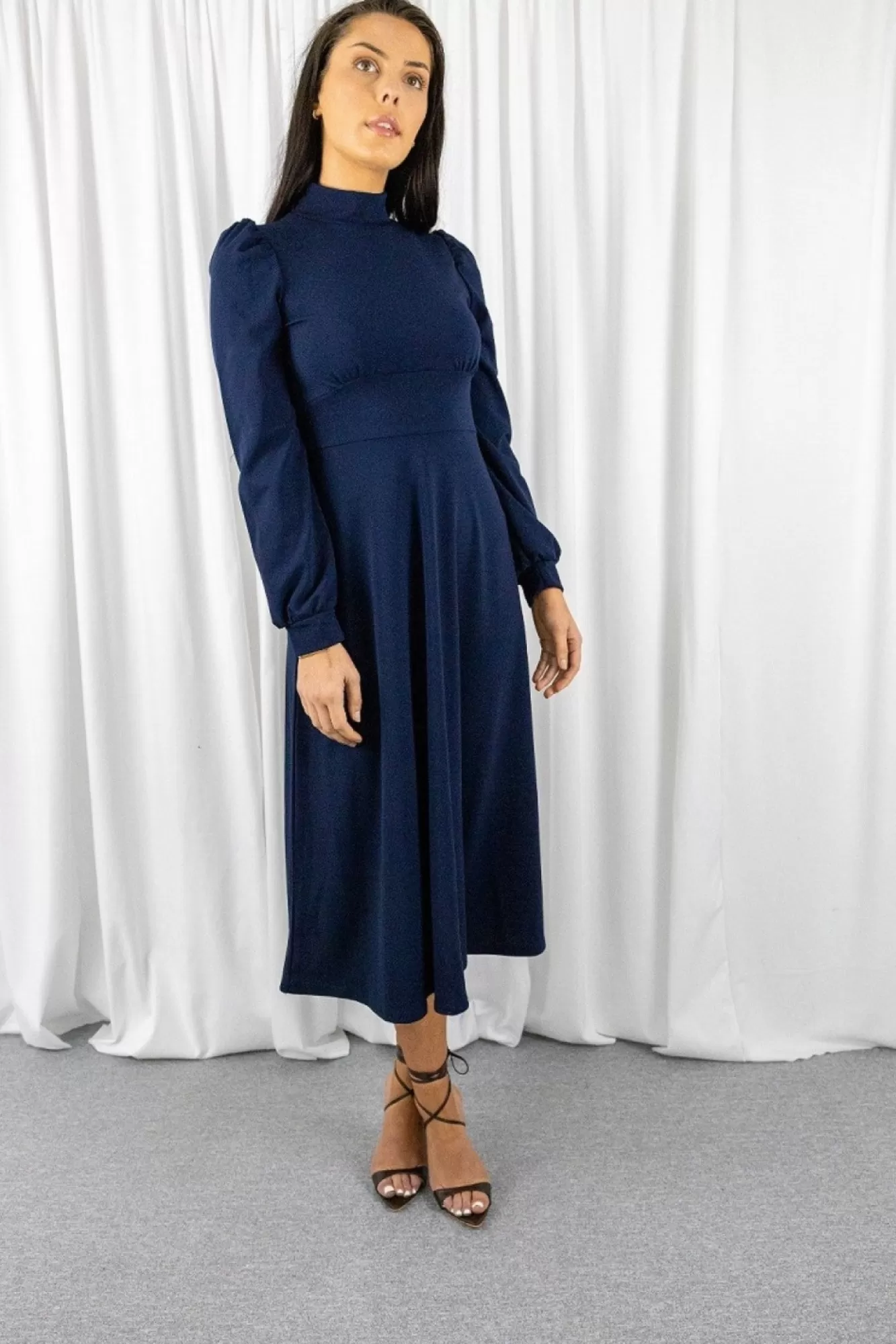 Midi Dresses^Signage Long Sleeve Turtle Neck Midi Dress Navy