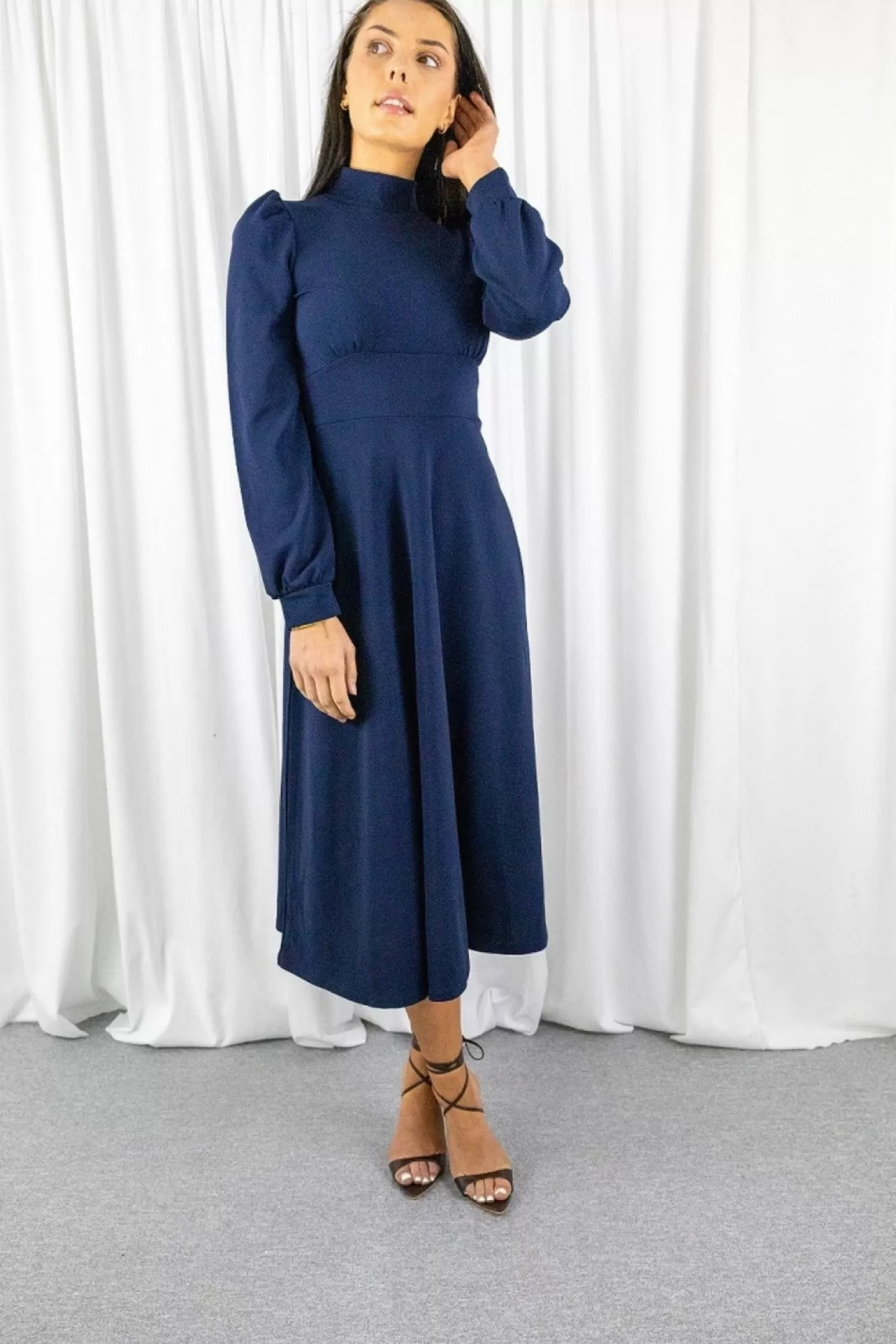 Midi Dresses^Signage Long Sleeve Turtle Neck Midi Dress Navy