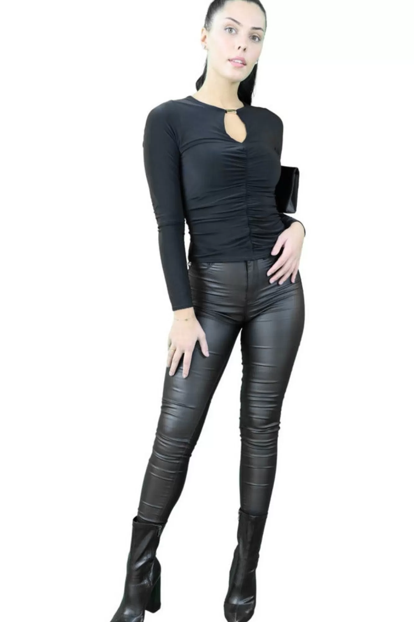 Trousers^Signage Pu Legging Casual Black