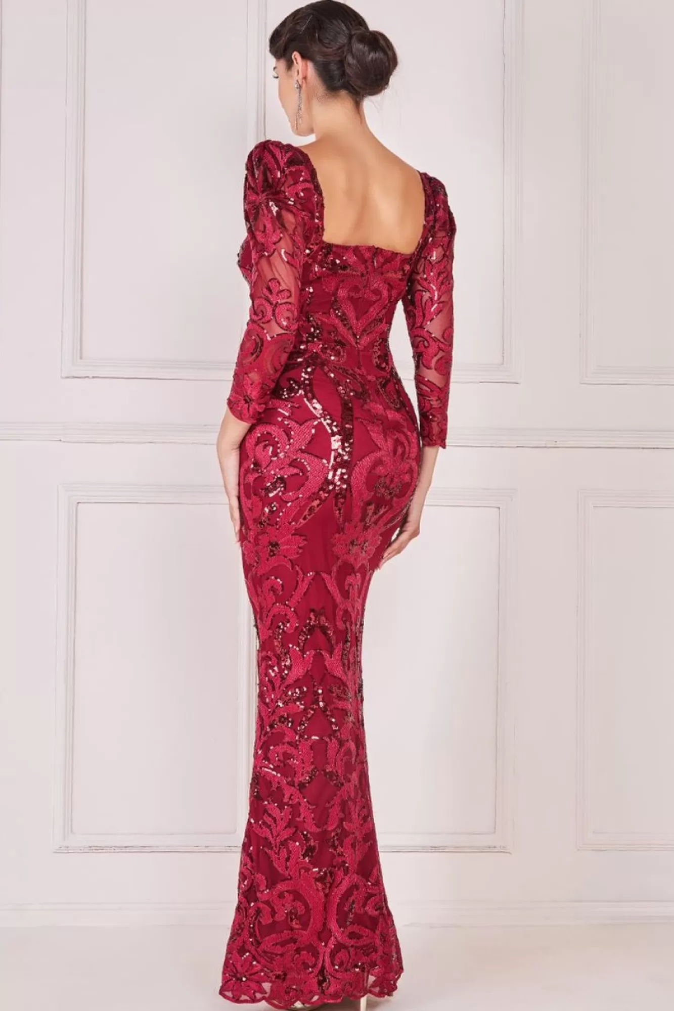 Maxi Dresses^* Square Neck Scalloped Lace Maxi Wine