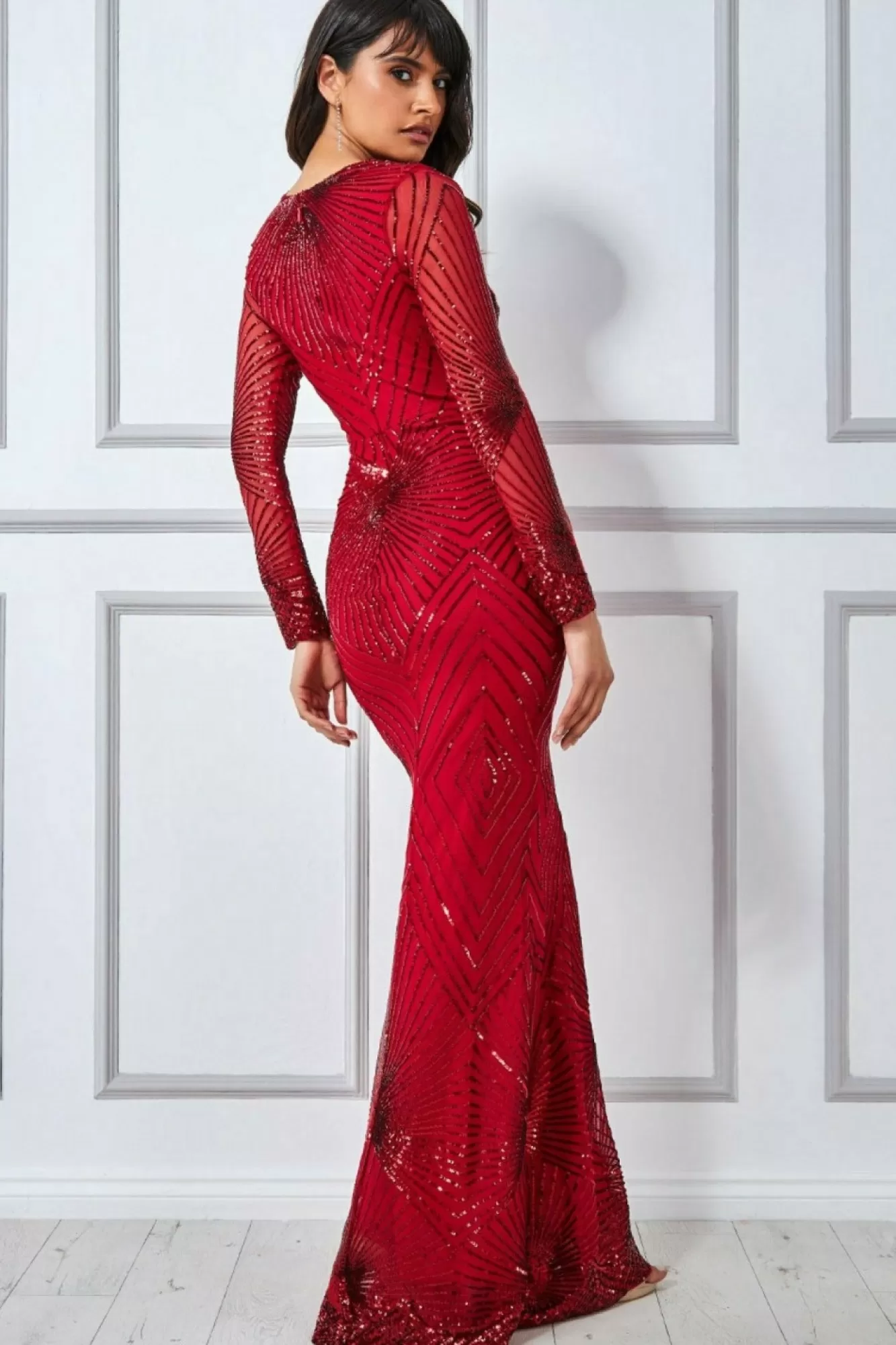 Maxi Dresses^* Starburst Effect Maxi Dress Red