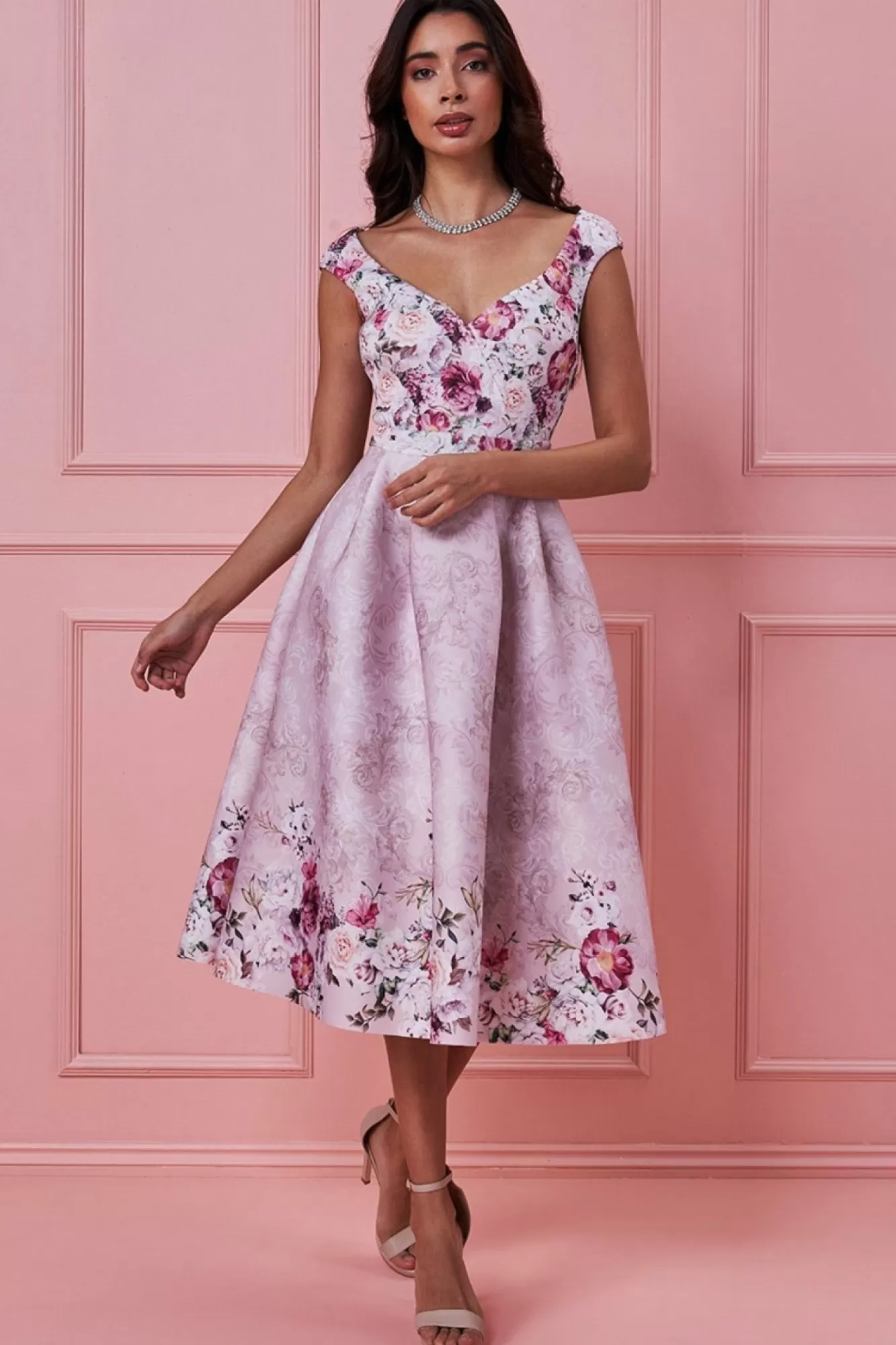 Midi Dresses^* Sweetheart Floral Midi Dress Blush