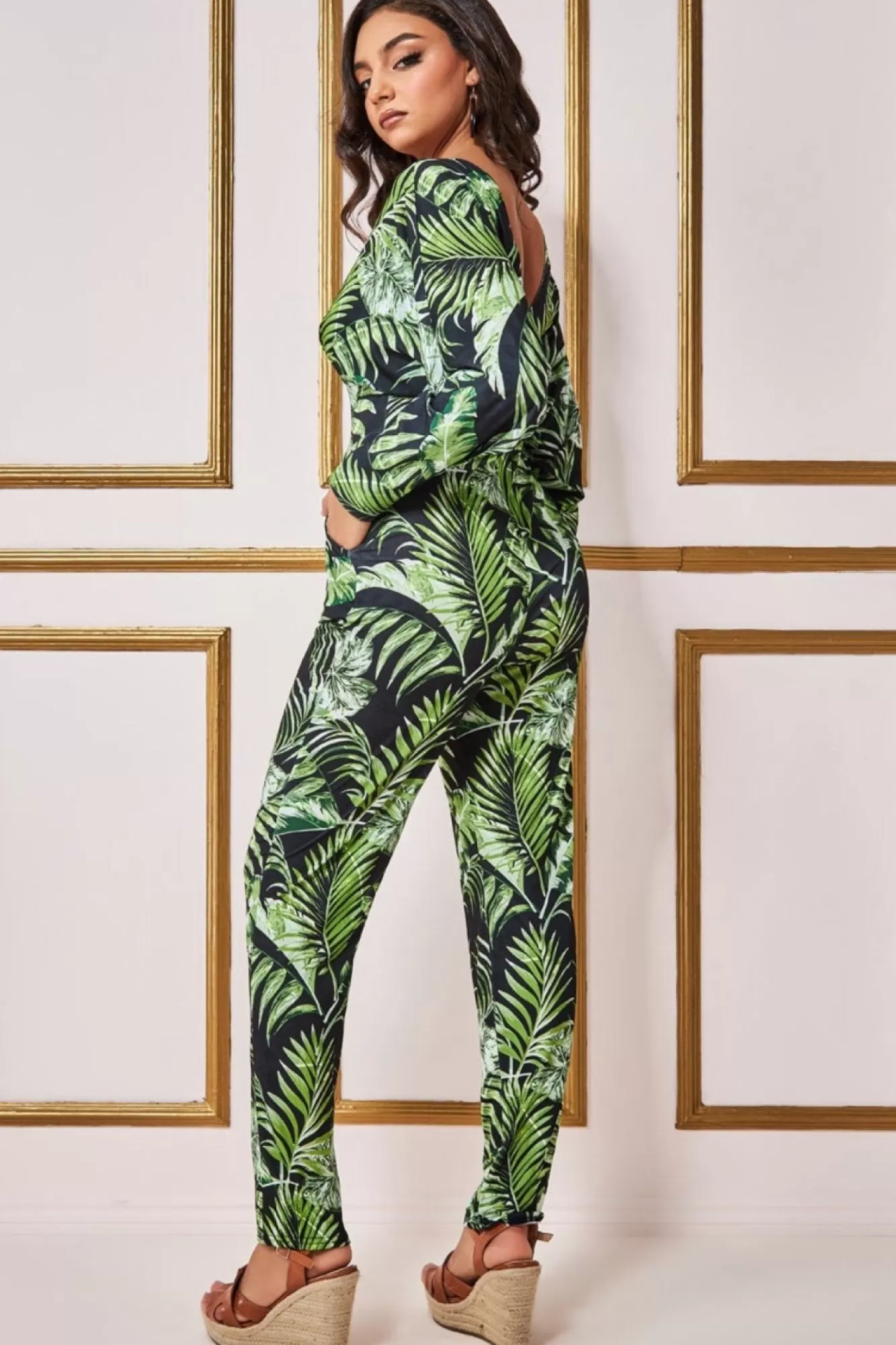 Jumpsuits^* Tropical Print Jumpsuit Green