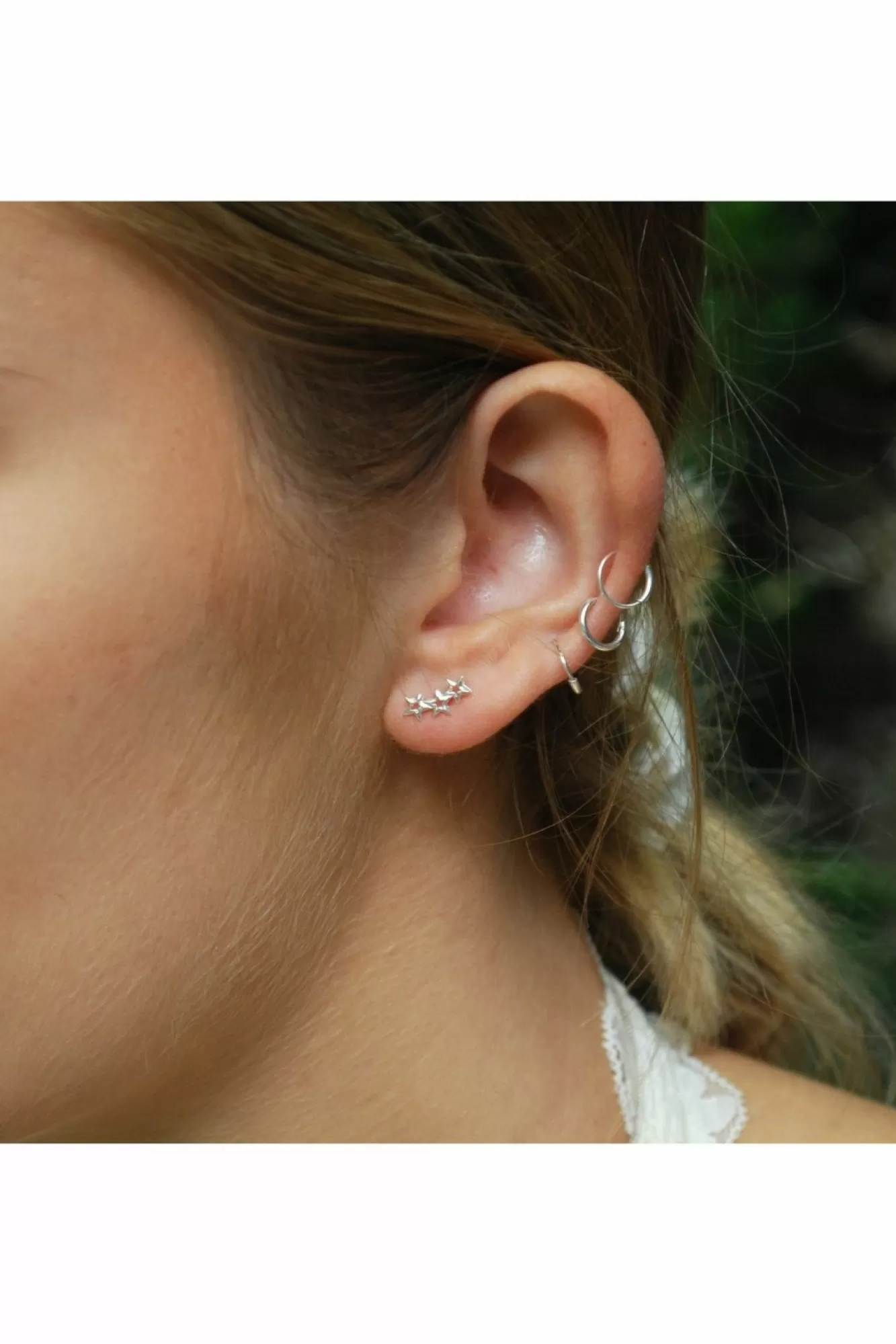 Jewellery^White Leaf 3 Star Earring In Sterling Silver