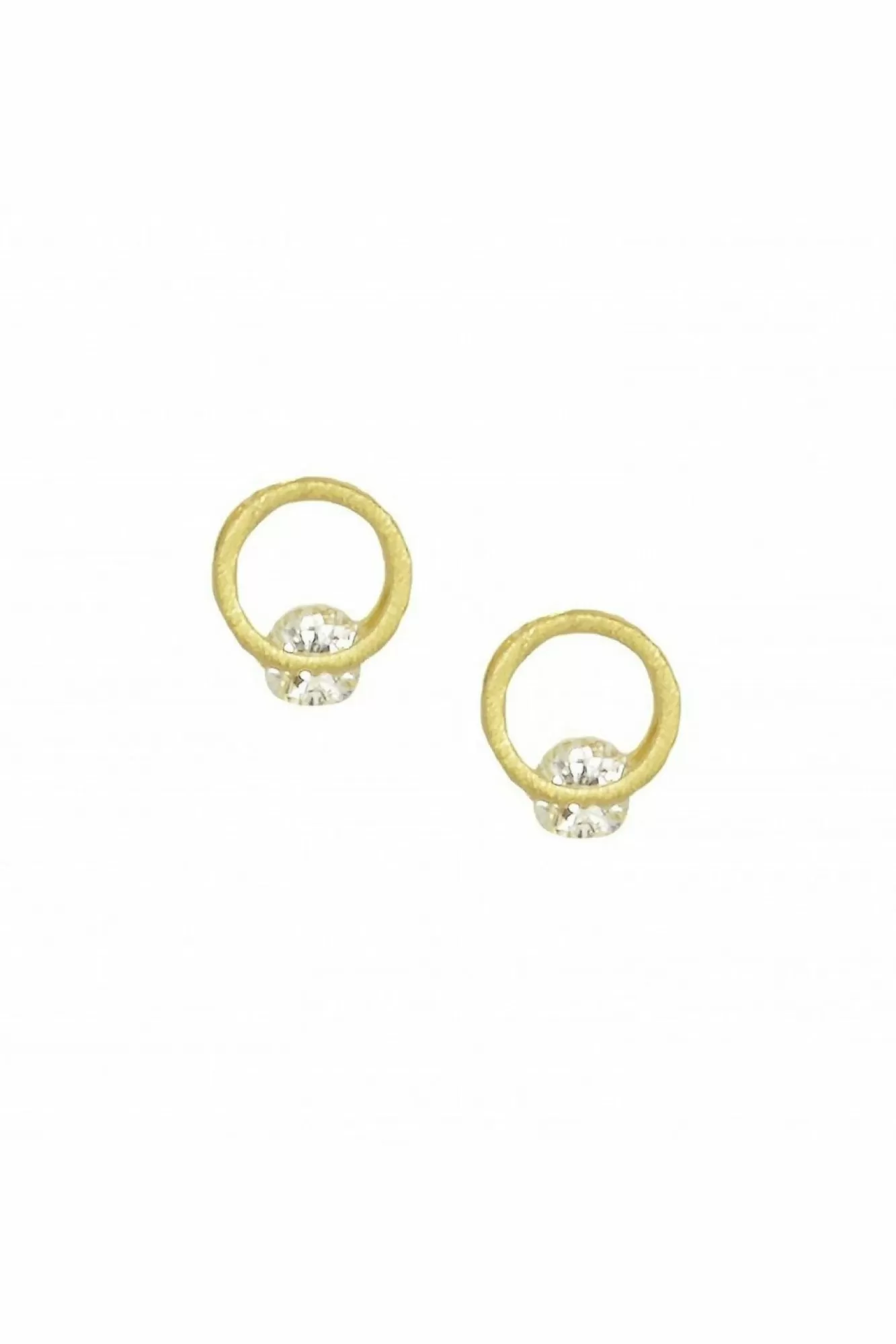 Jewellery^White Leaf Circle Earring With Single Crystal In Gold