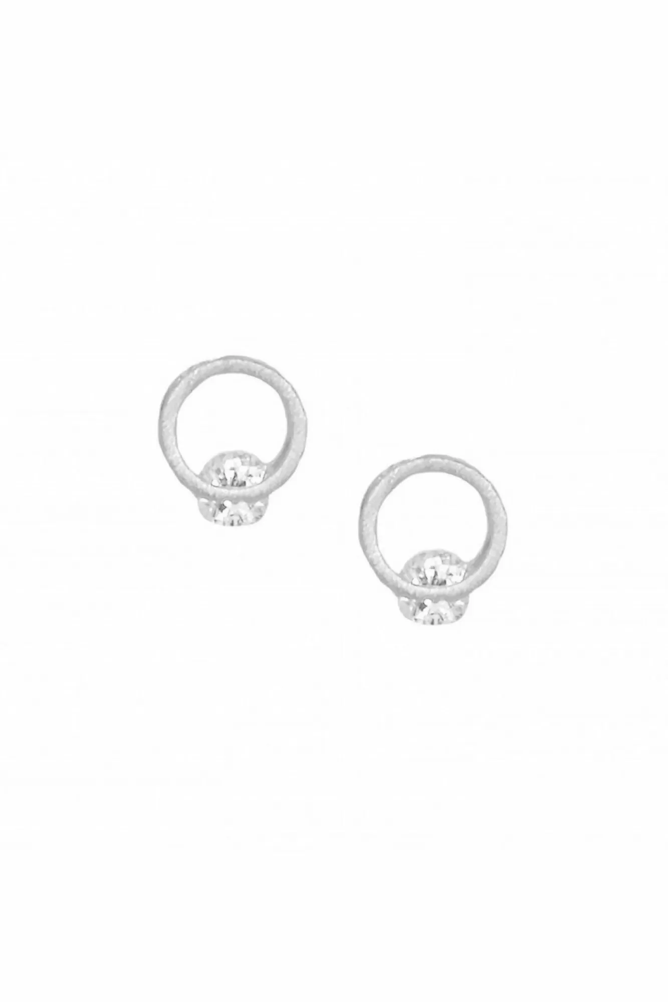 Jewellery^White Leaf Circle Earring With Single Crystal In Silver