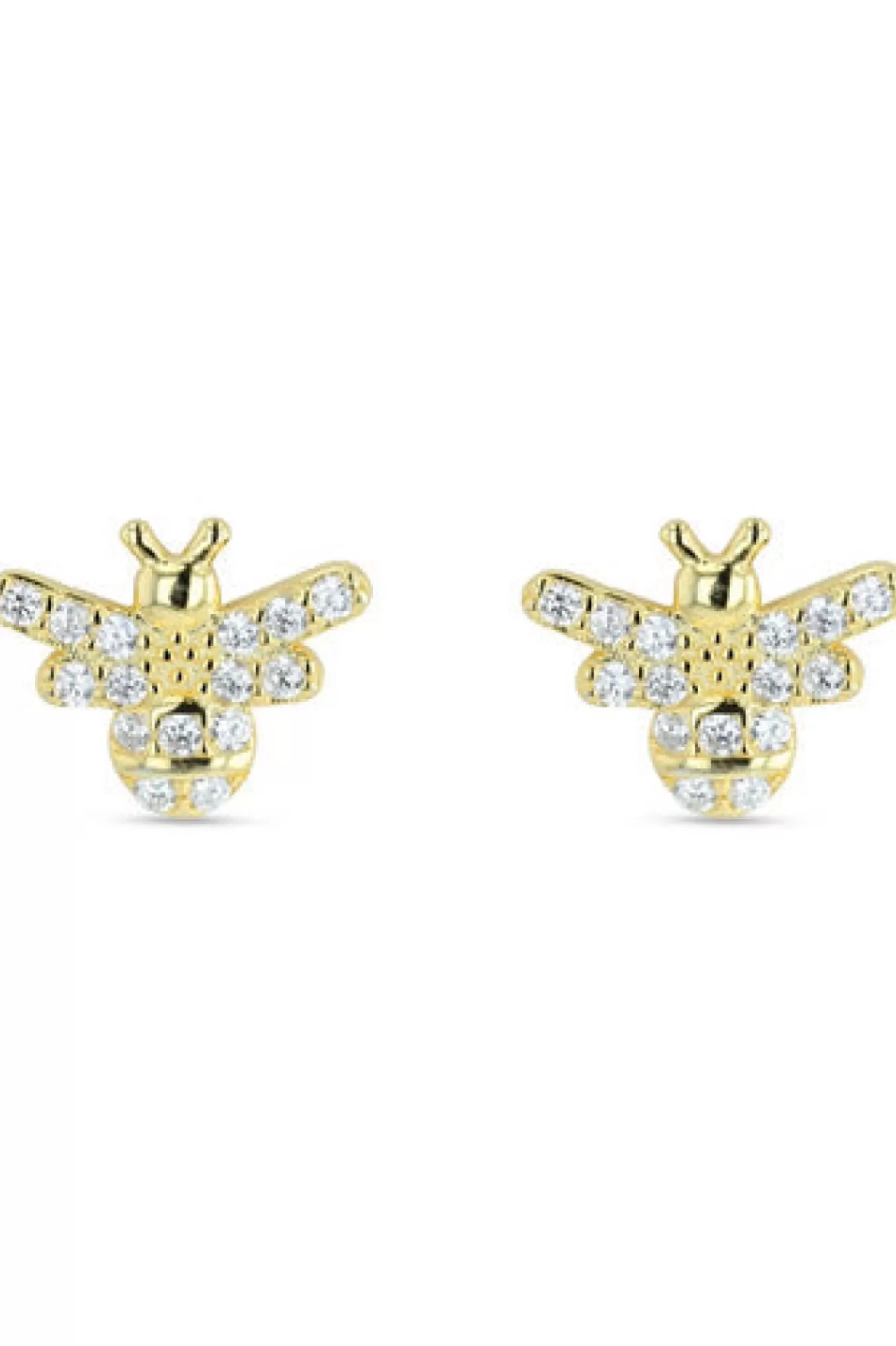 Jewellery^White Leaf Crystal Bee Earring Plated Sterling Silver Gold