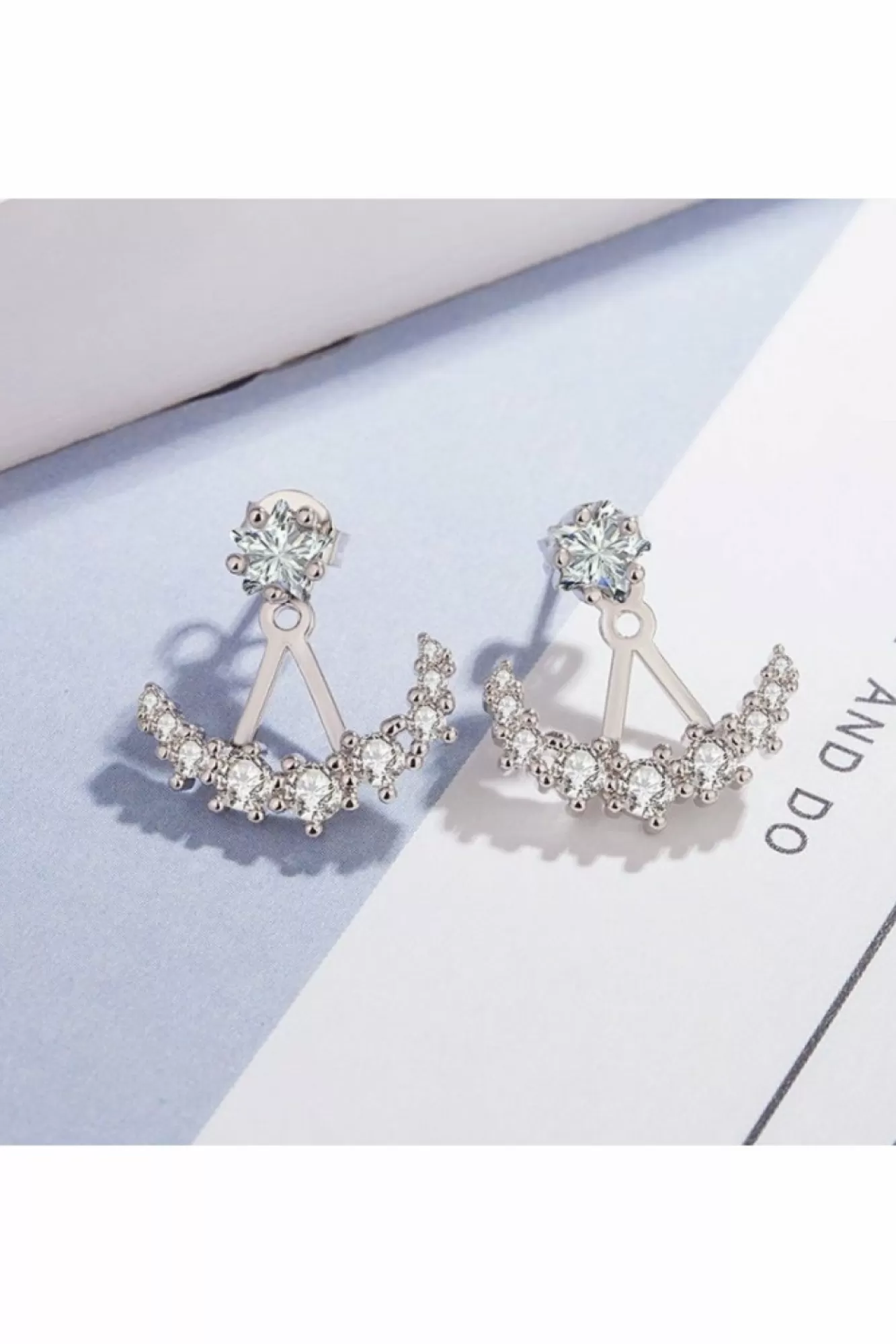 Jewellery^White Leaf Cubic Zirconia Curve Ear Jacket Sterling Silver