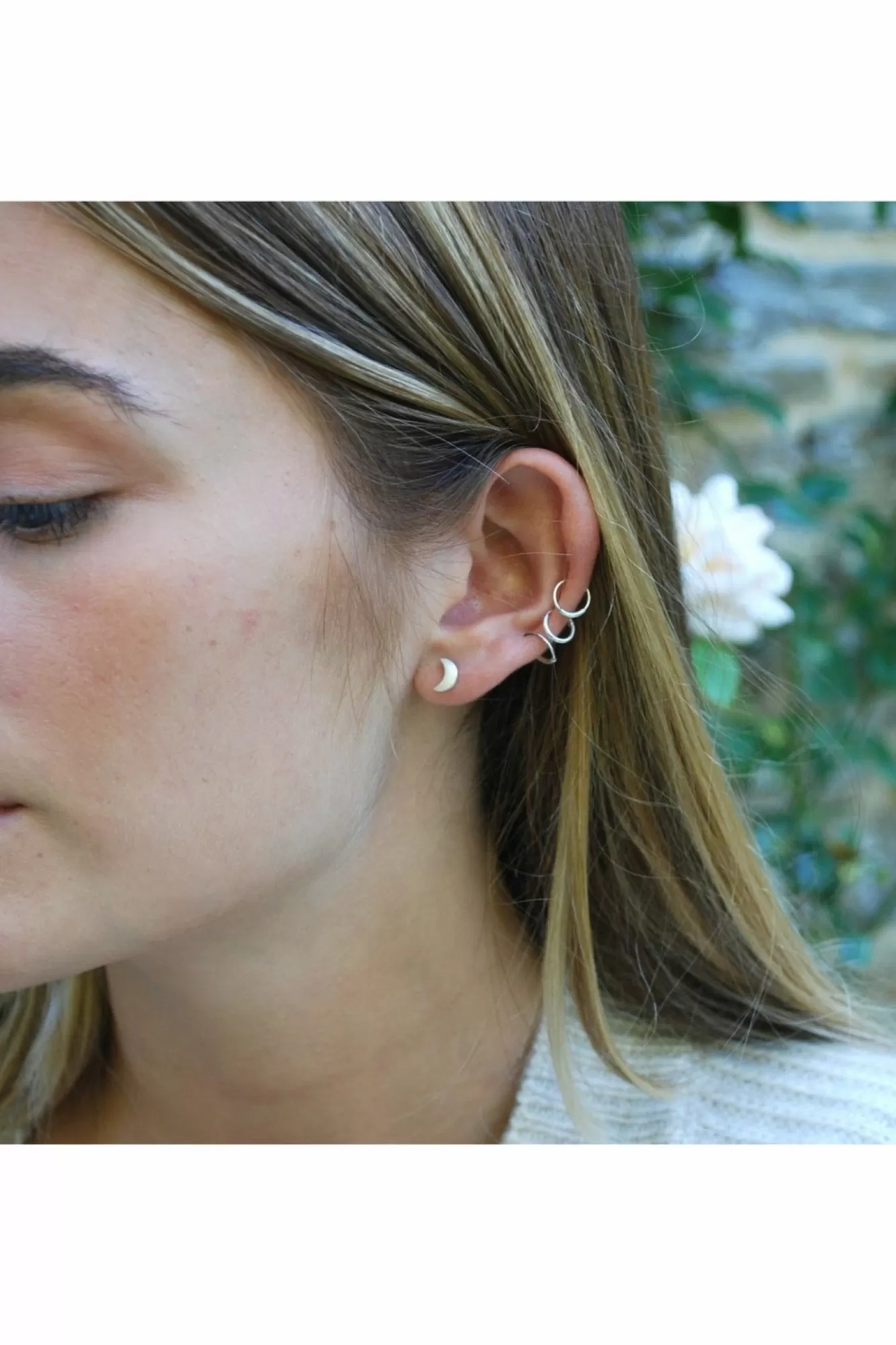 Jewellery^White Leaf Moon & Star Earring In Matt Sterling Silver
