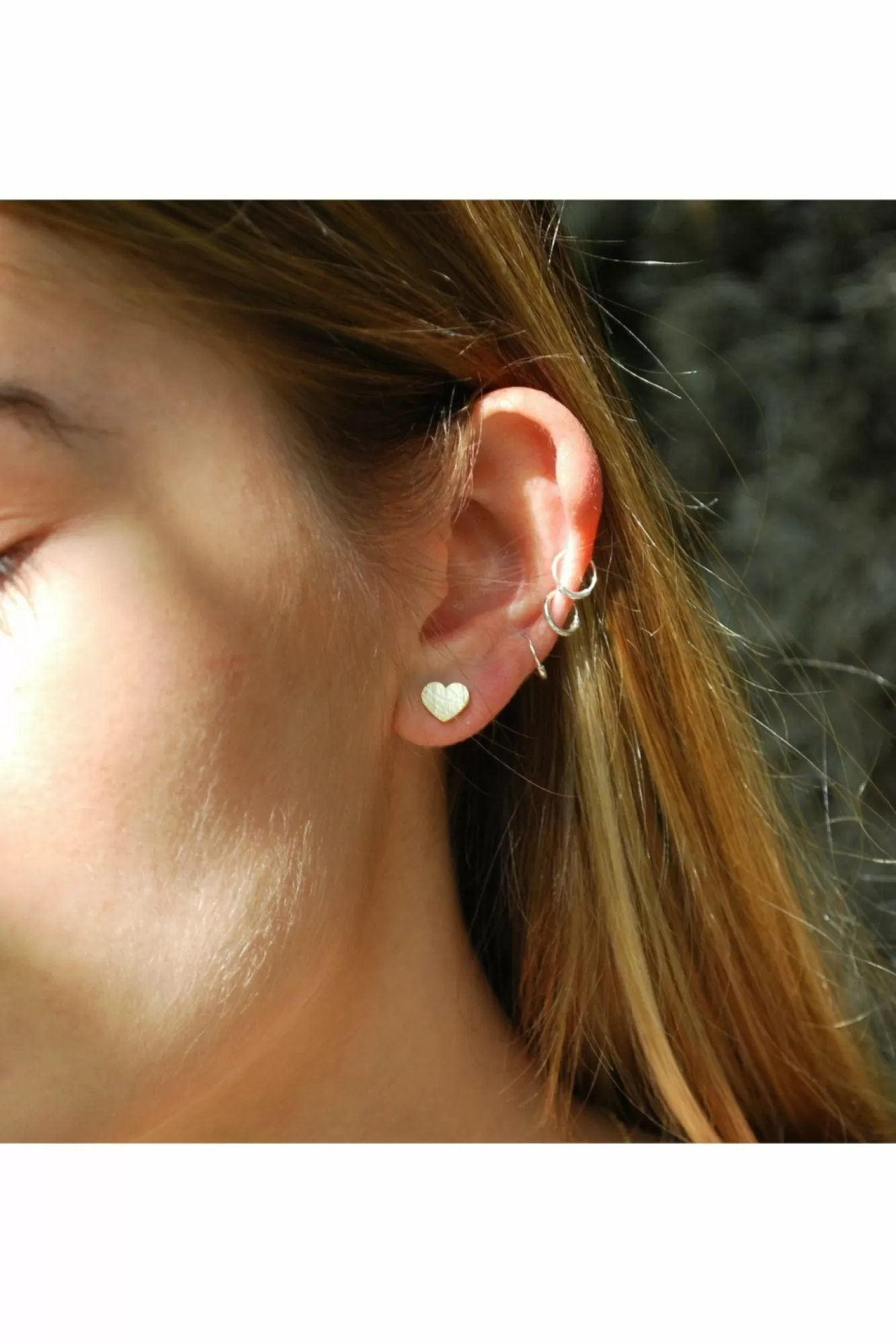 Jewellery^White Leaf Small Heart Earring In Gold